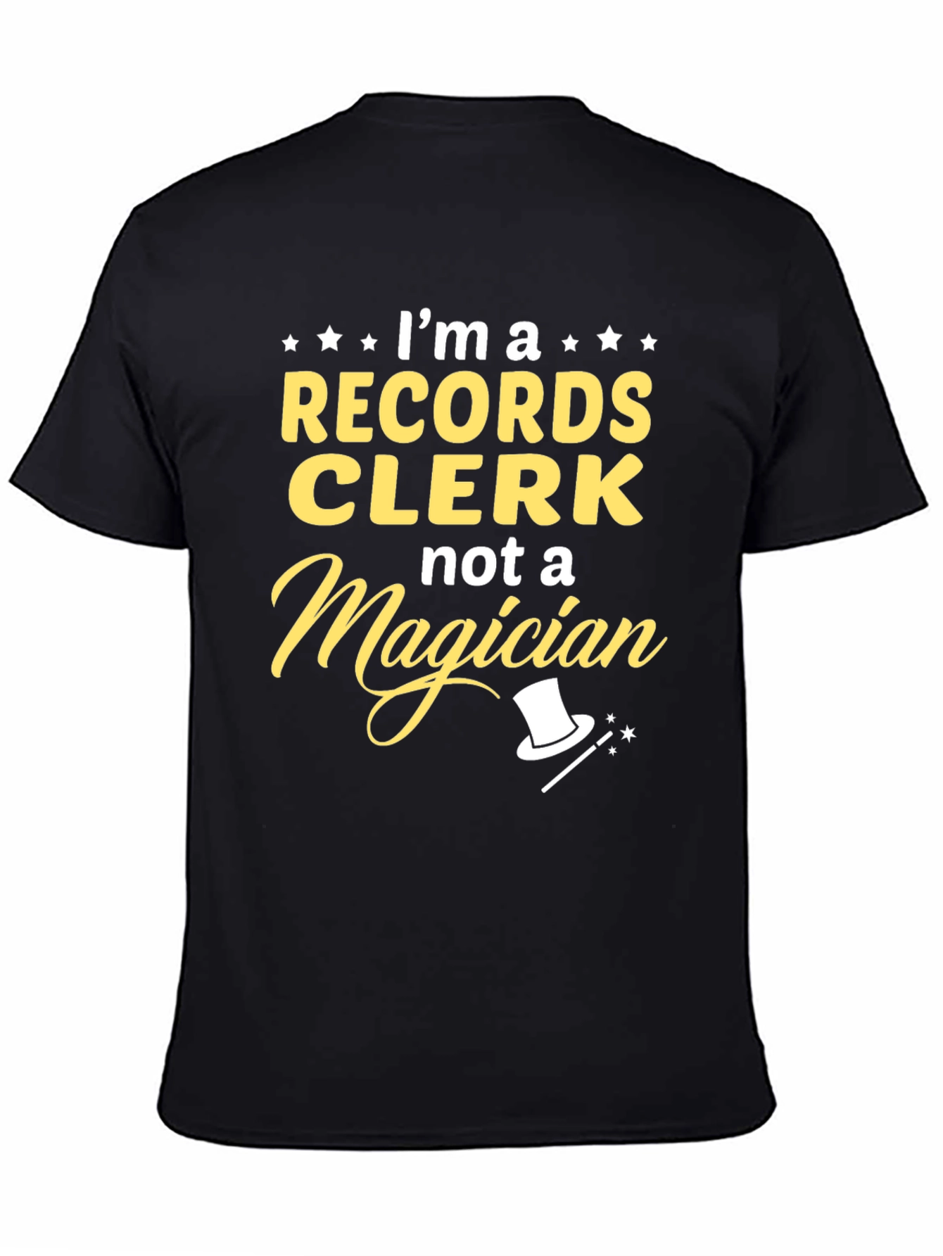 Black Records Clerk Not a Magician Funny T-Shirt view 4