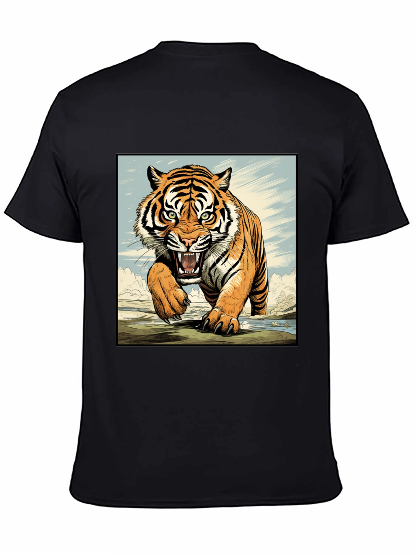 Black Tiger Graphic Black T-Shirt view 4