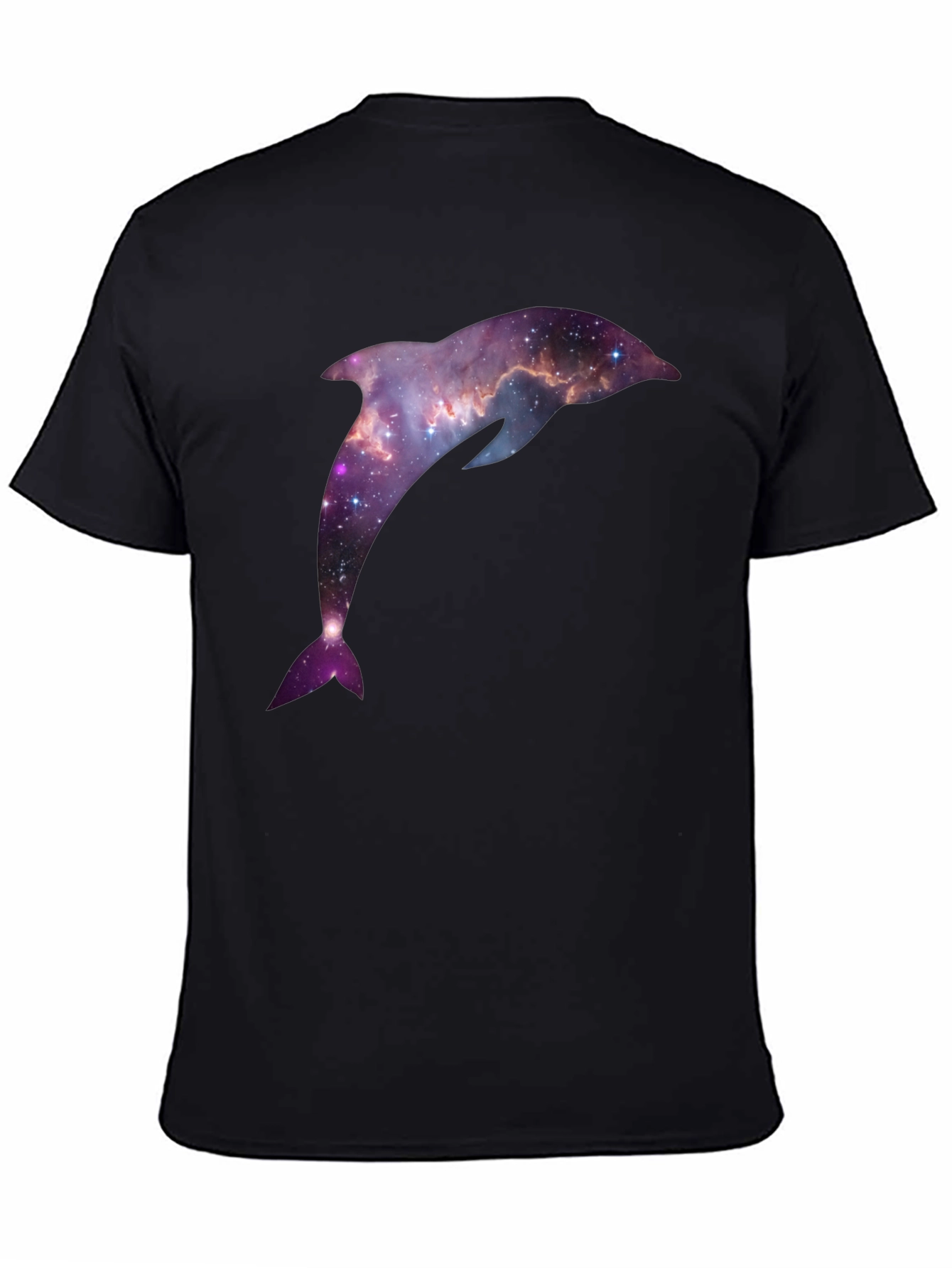 Black Galaxy Dolphin Graphic Tee - Black Short Sleeve T-Shirt view 4