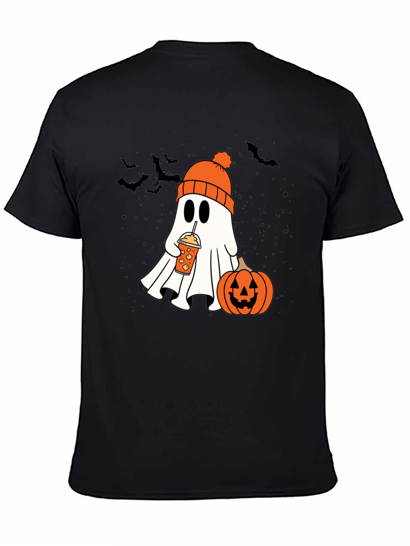 Black Halloween Ghost with Pumpkin Spice Tee view 4