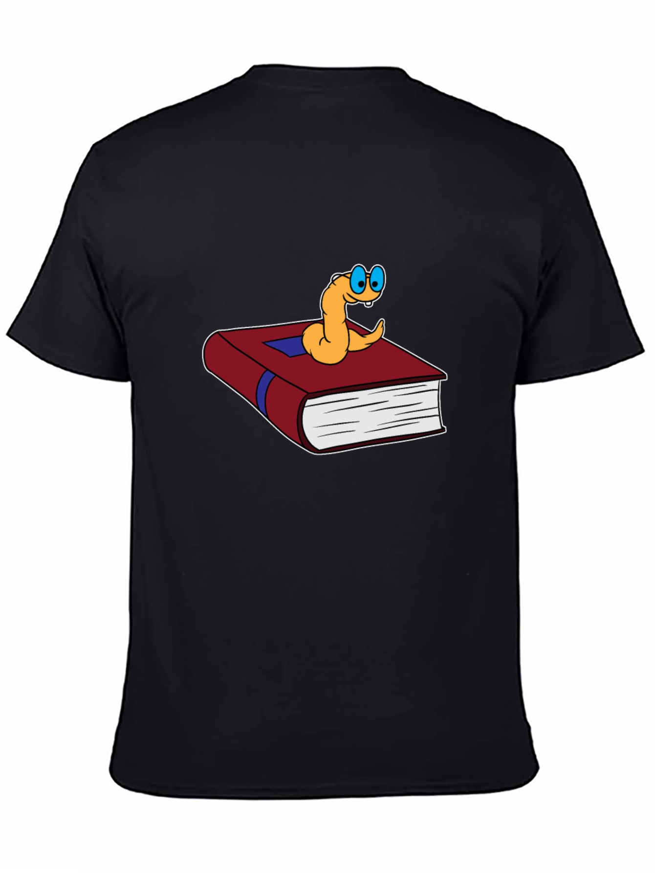 Black Bookworm Cartoon Graphic Tee - Black Cotton view 4