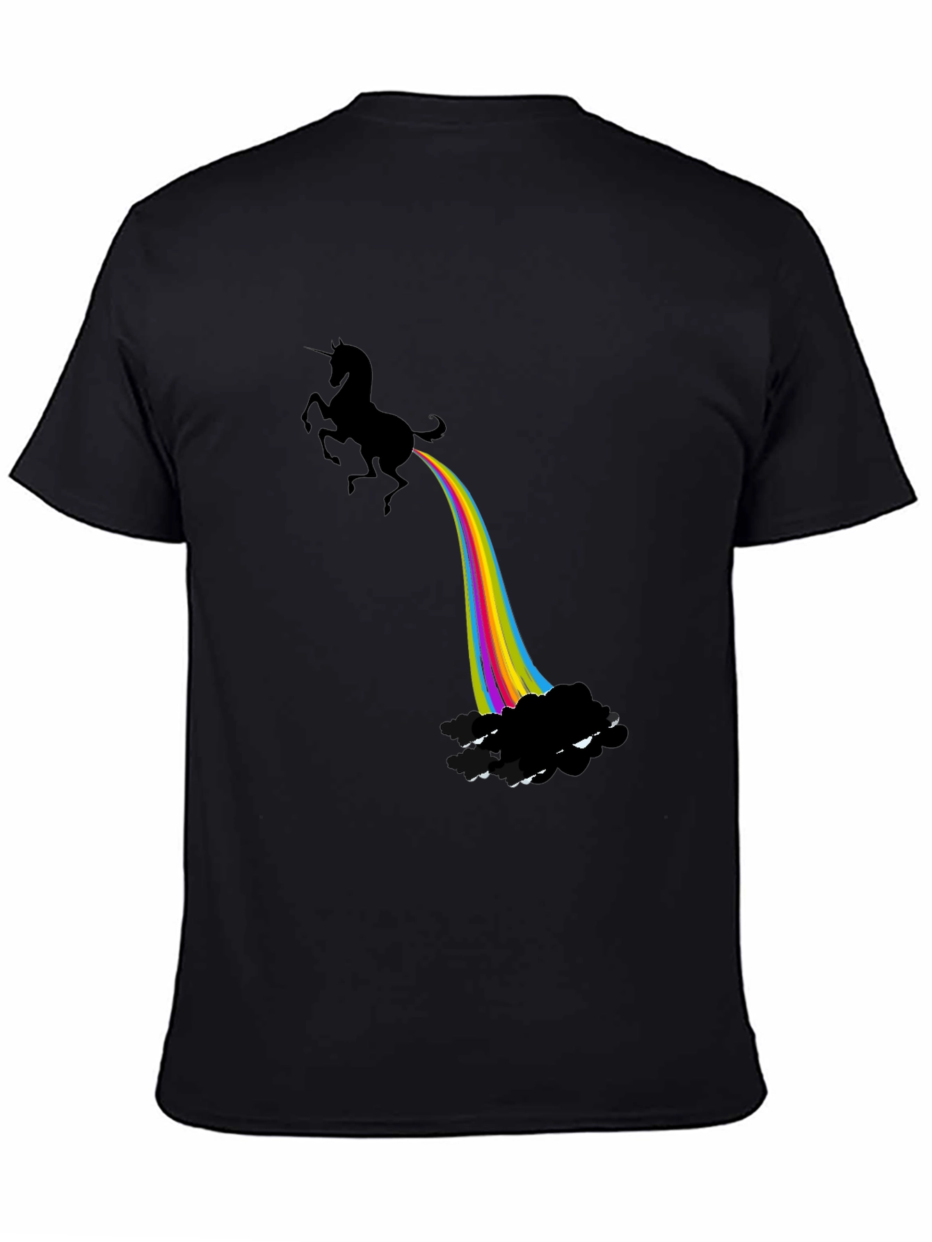 Black Unicorn Rainbow Funny Graphic T-Shirt view 4