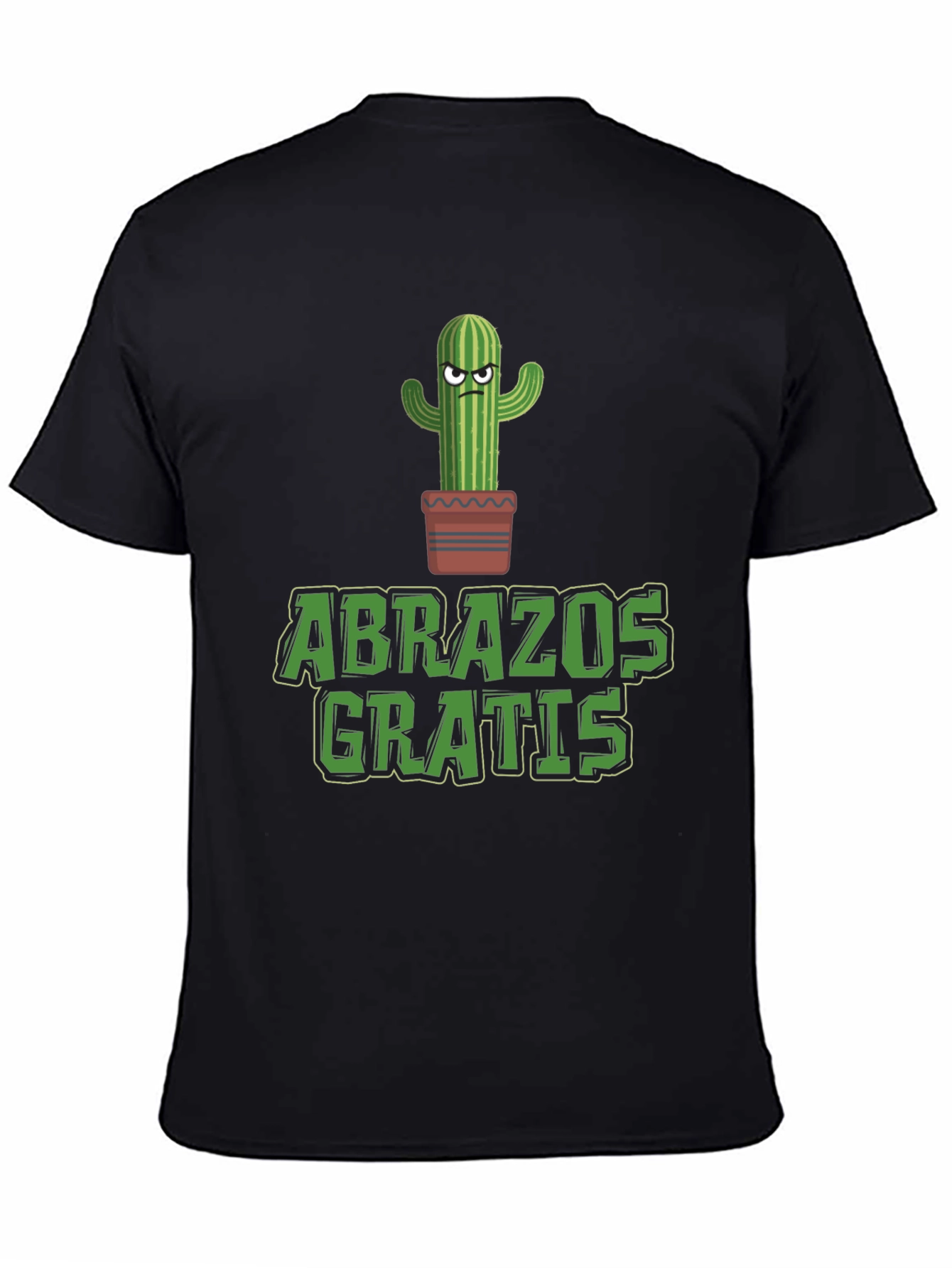 Black Funny Cactus 'Abrazos Gratis' Graphic T-Shirt view 4