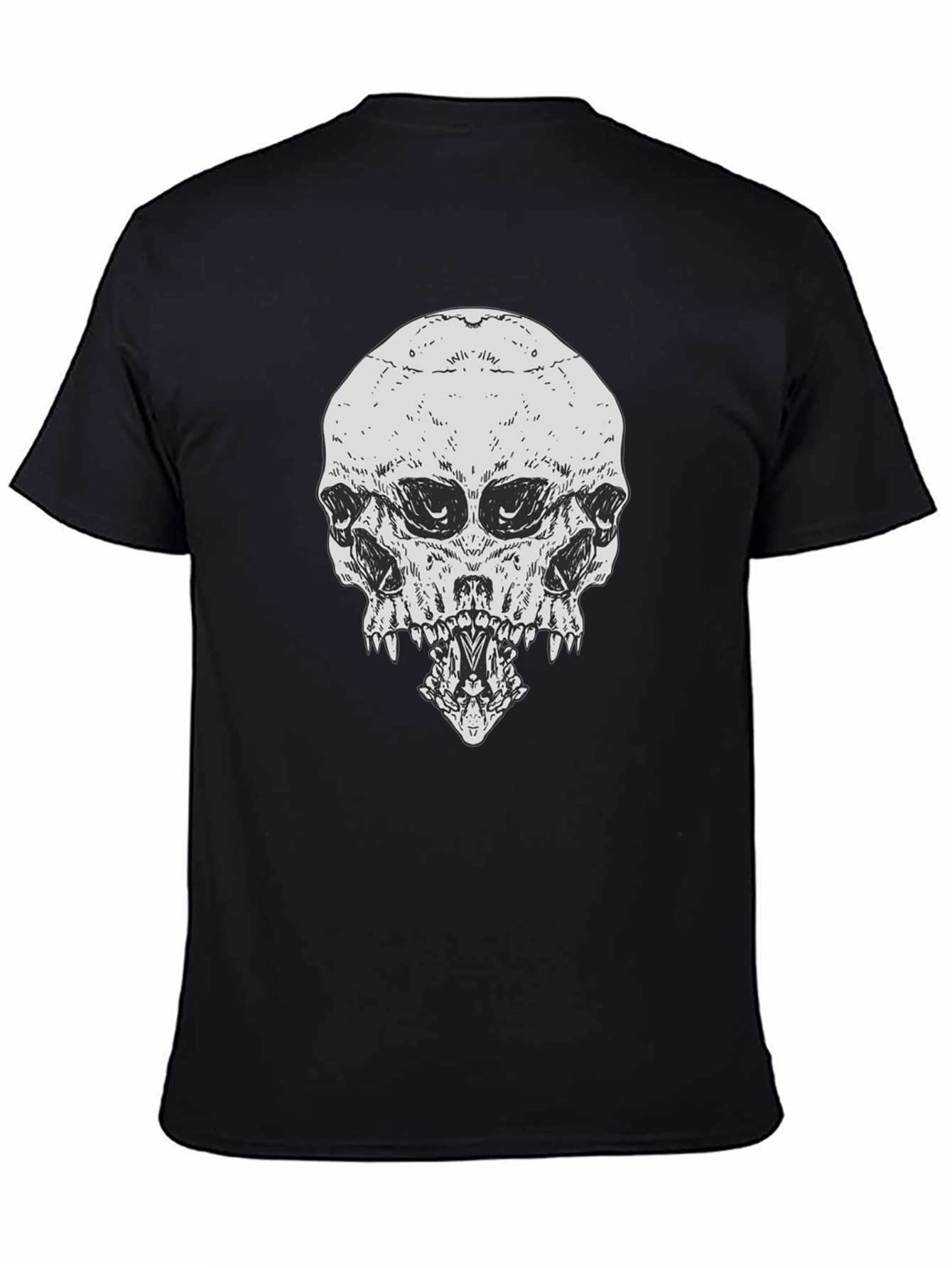 Black Skull Graphic Print T-Shirt view 4
