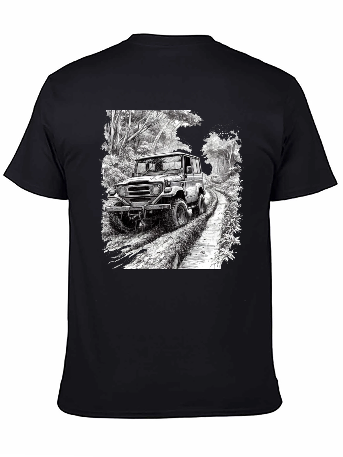 Black Off-Road Vehicle Graphic Tee - Black Cotton Blend view 4