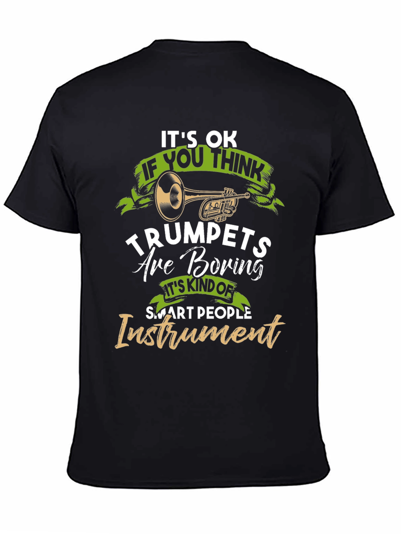 Black Funny Trumpet Player Graphic T-Shirt view 4