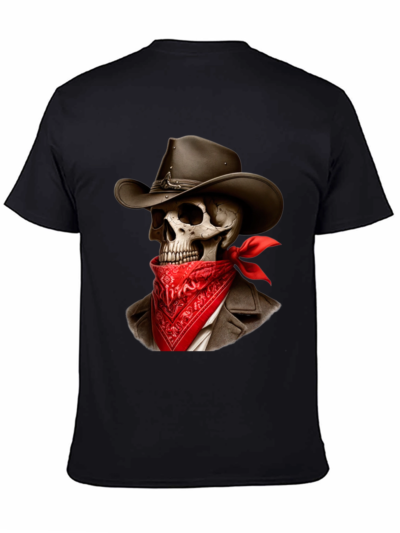 Black Cowboy Skeleton Graphic Tee - Western Style Shirt view 4