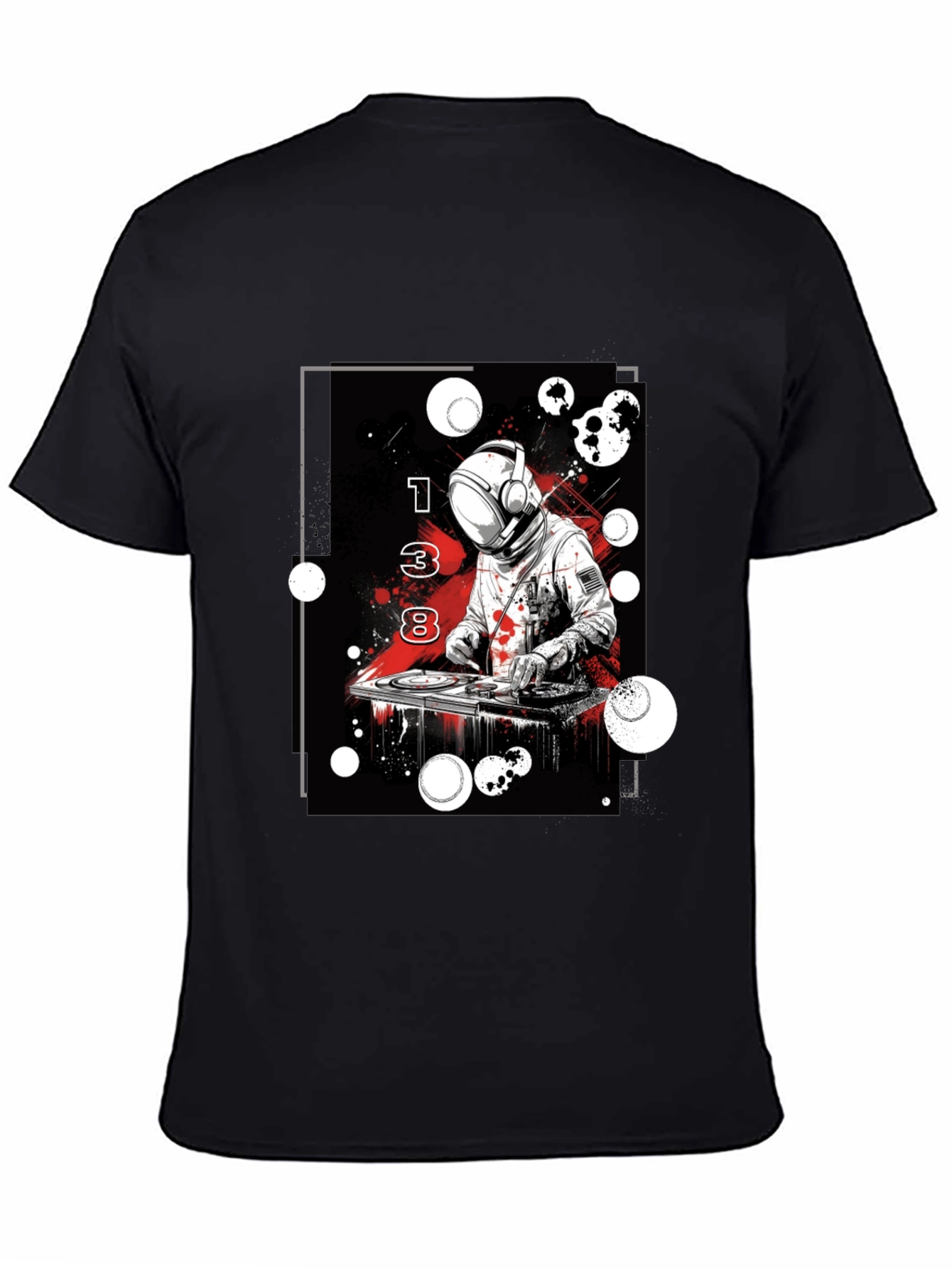 Black Astronaut DJ Graphic Tee - Black Cotton Blend view 4