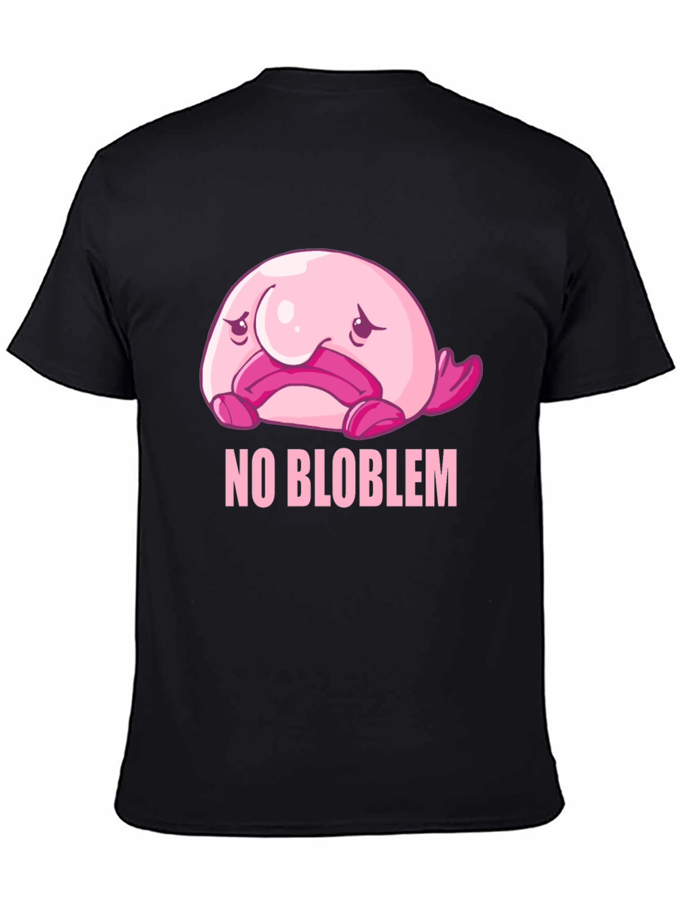 Black No Blob-lem T-Shirt - Funny Blobfish Graphic Tee view 4