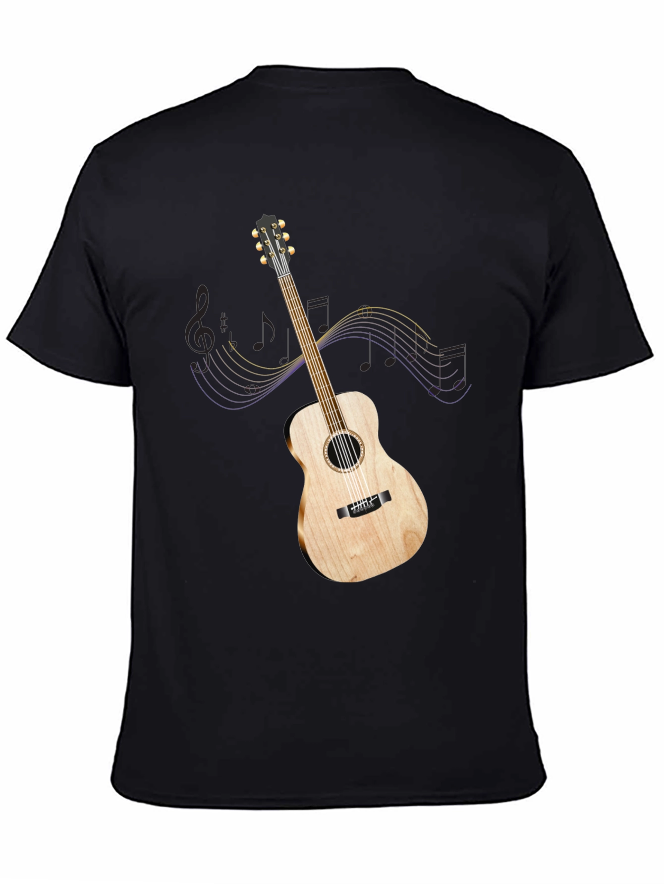 Black Acoustic Guitar Graphic Tee - Music Lover Shirt view 4