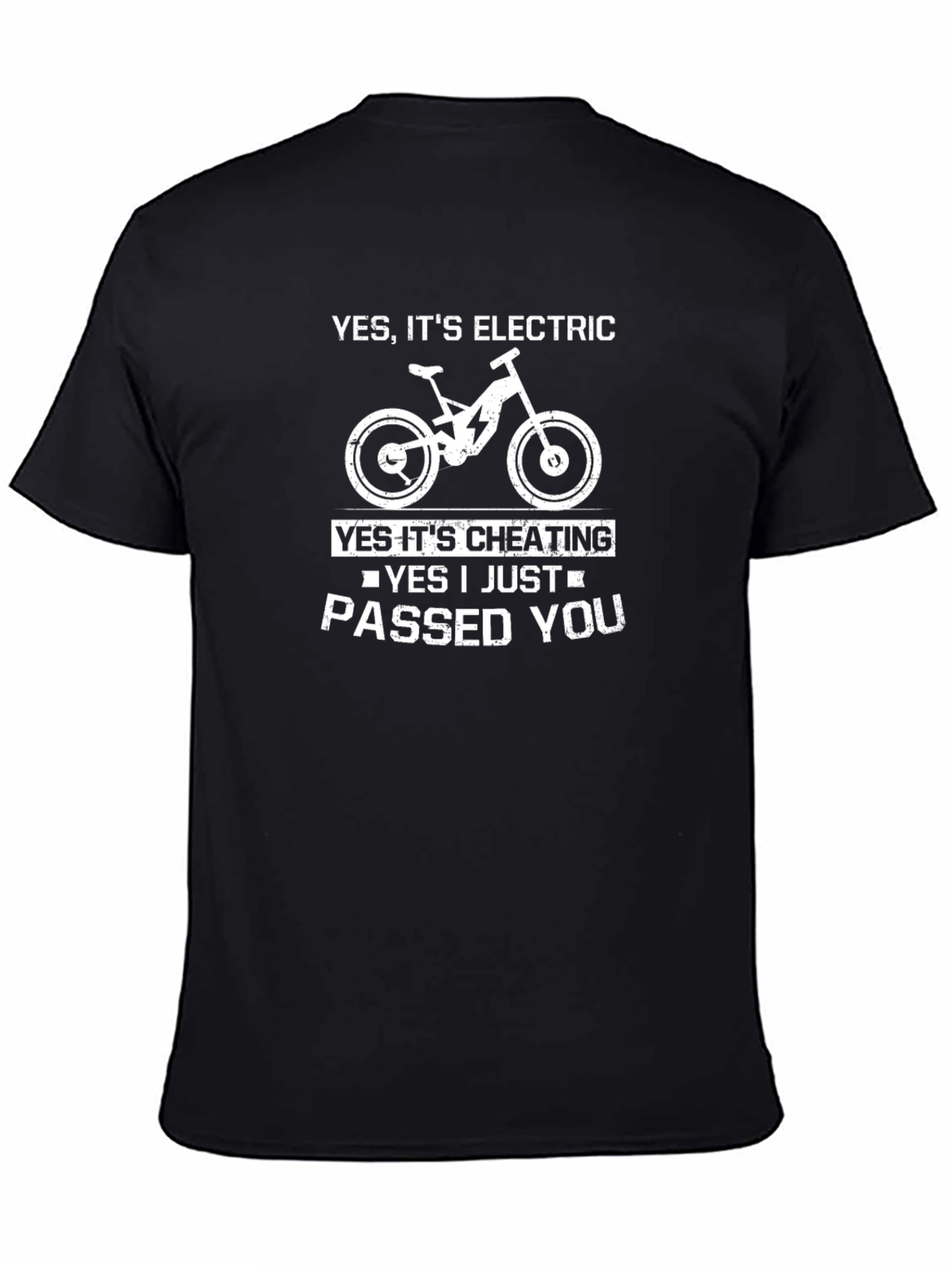Black Electric Bike T-Shirt - I Just Passed You view 4