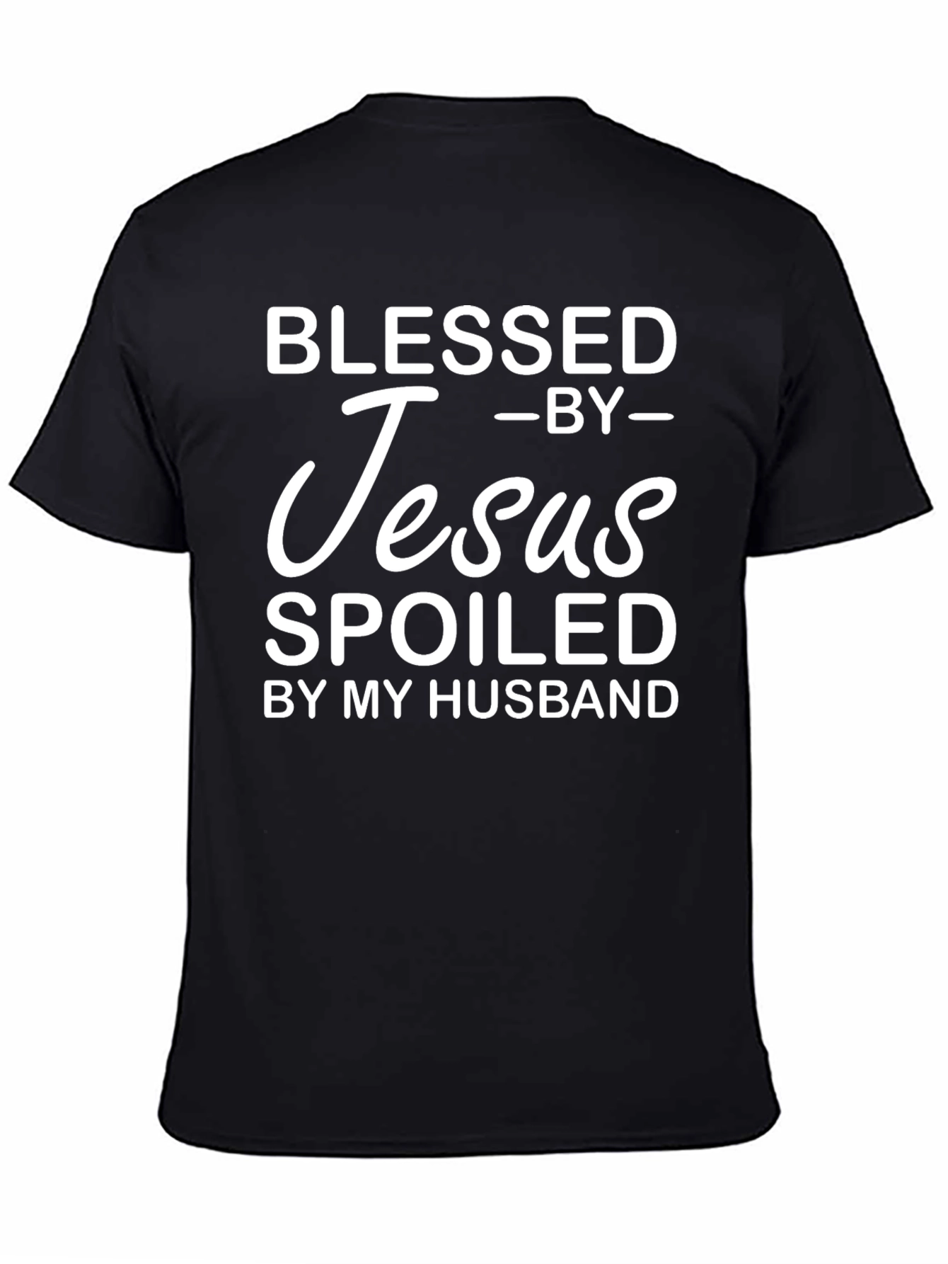 Black Blessed By Jesus, Spoiled By My Husband T-Shirt view 4