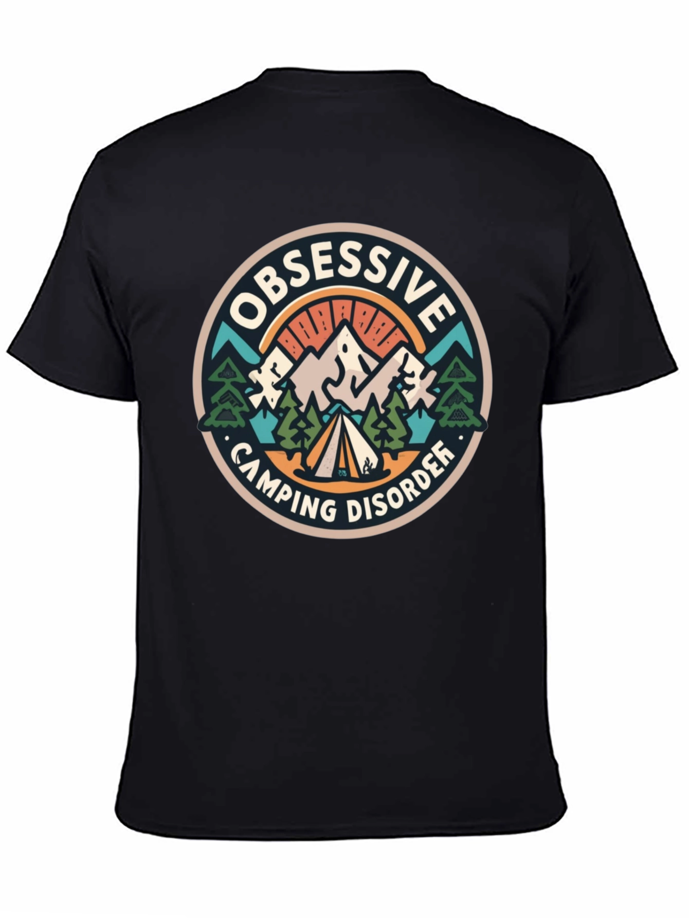 Black Obsessive Camping Disorder Black T-Shirt view 4