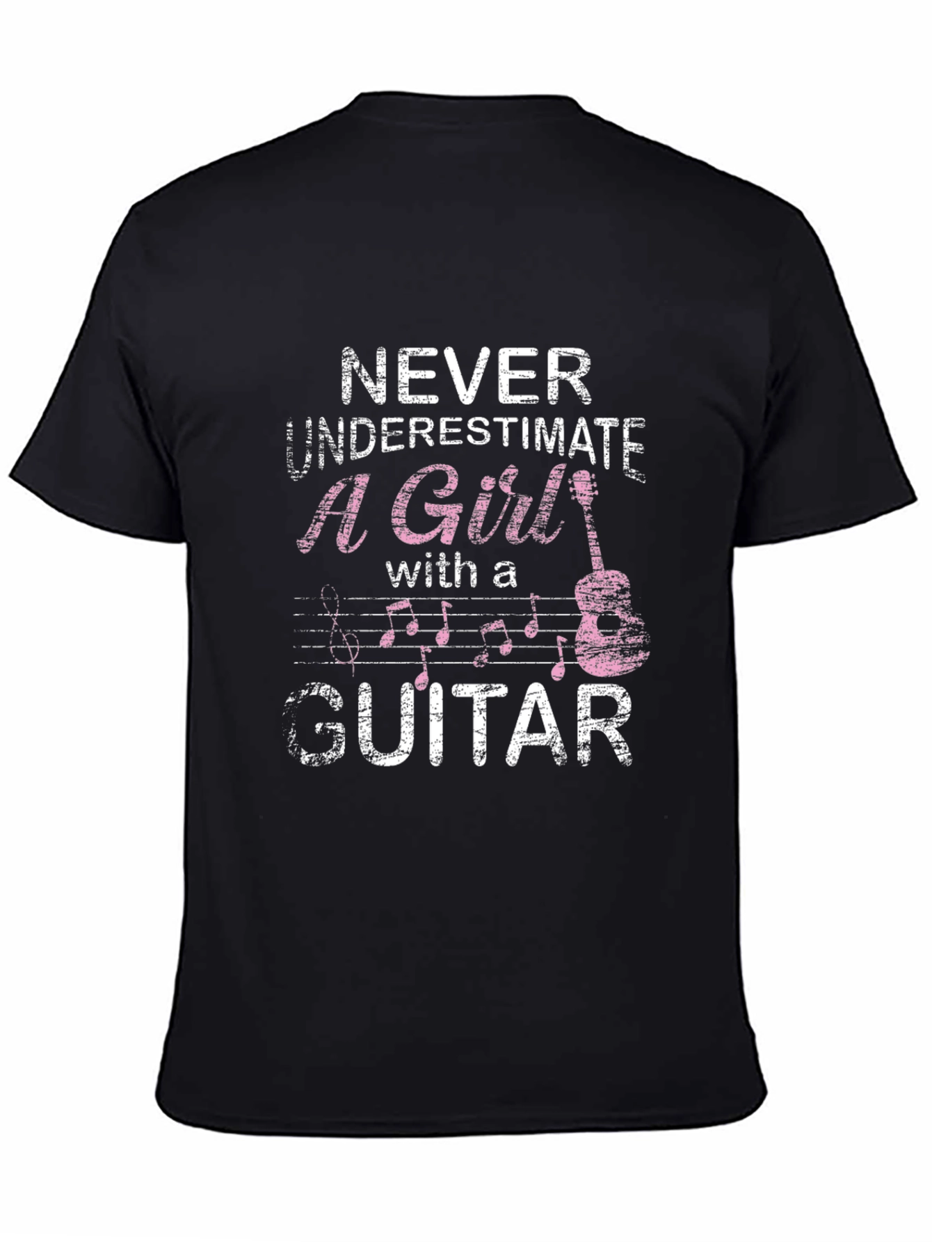 Black Never Underestimate a Girl with a Guitar T-Shirt view 4