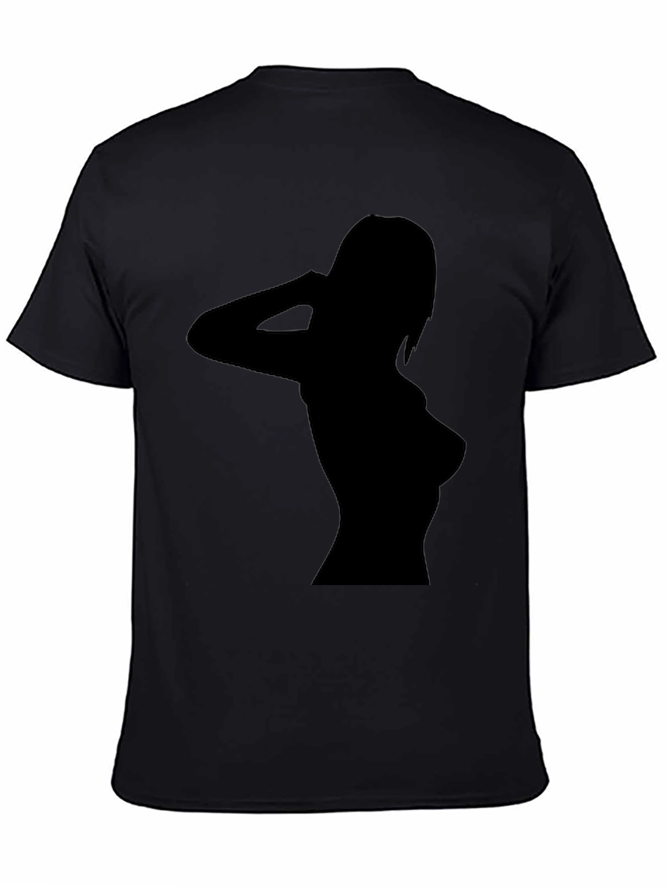 Black Sleek Black T-Shirt with Silhouette Design view 4