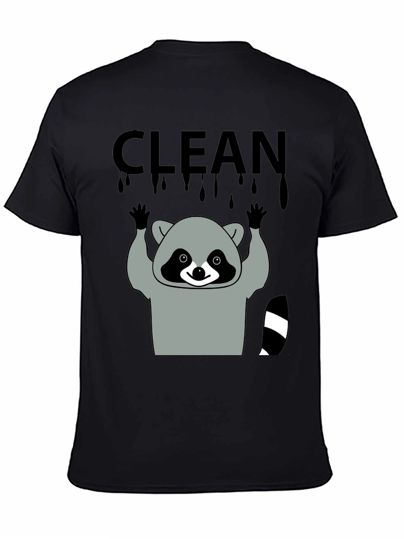 Black Clean Raccoon Graphic Tee view 4