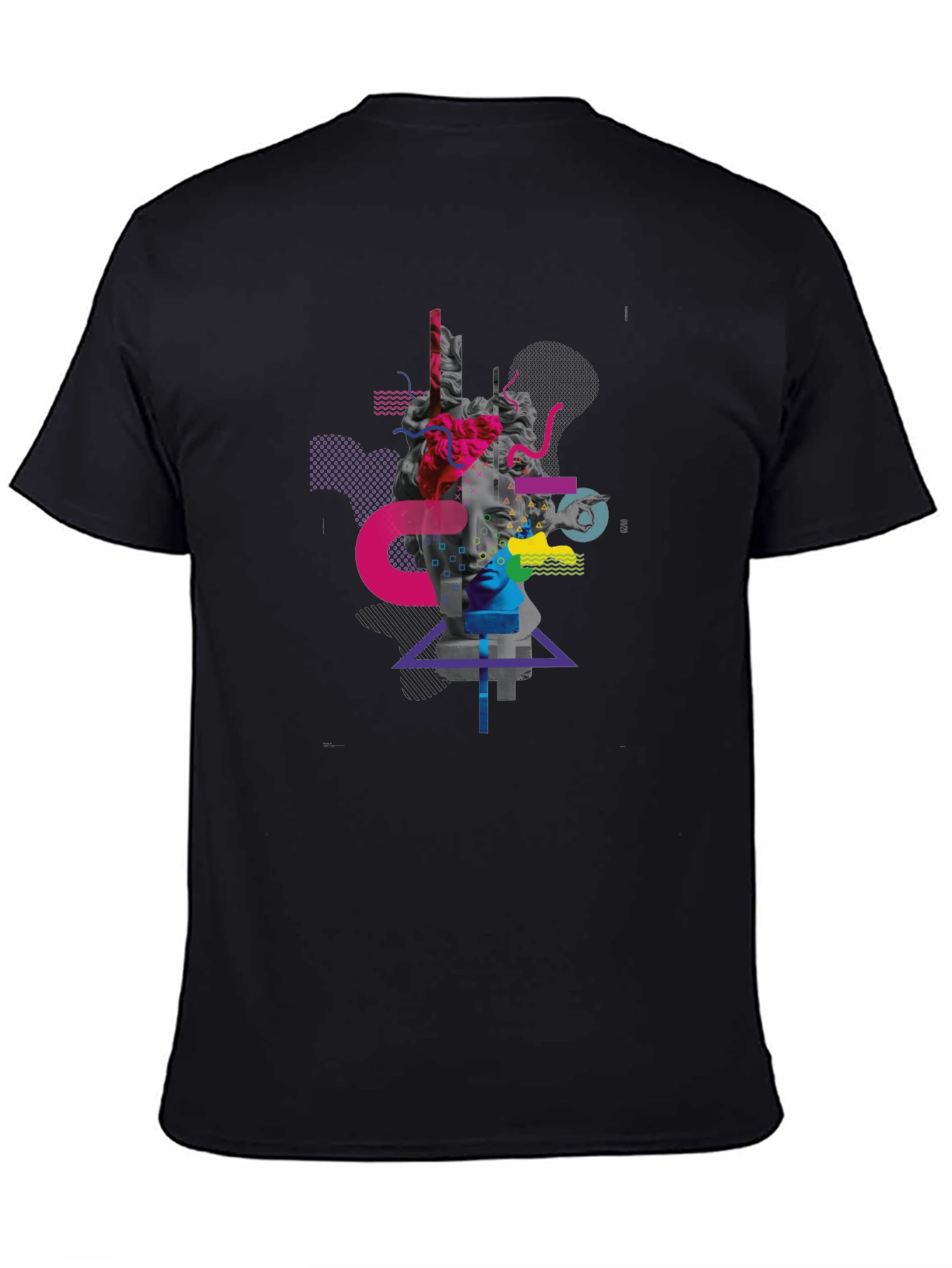 Black Abstract Statue Graphic Tee - Modern Art Shirt view 4