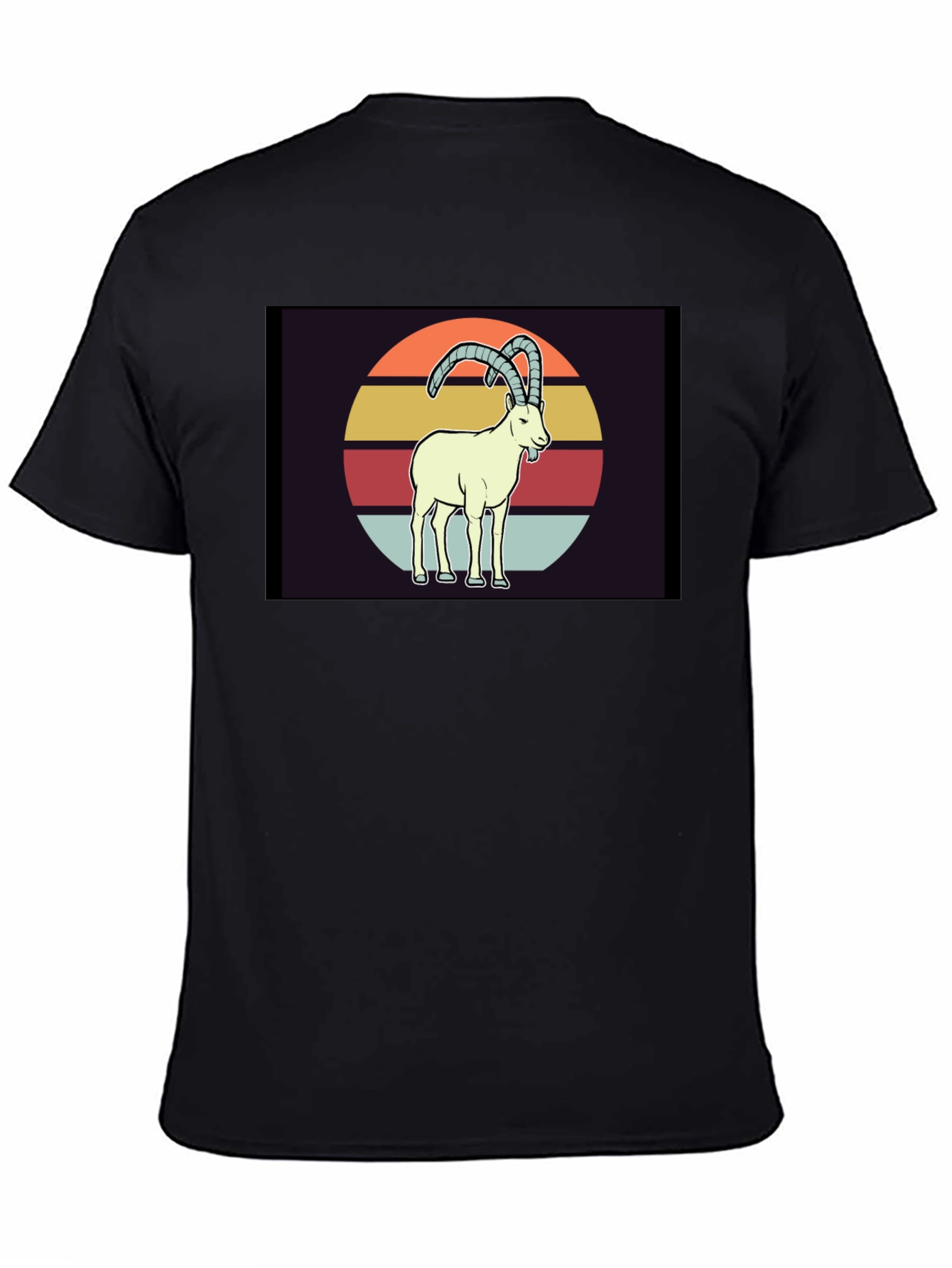 Black Retro Ibex T-Shirt - Vintage Style Goat Tee view 4