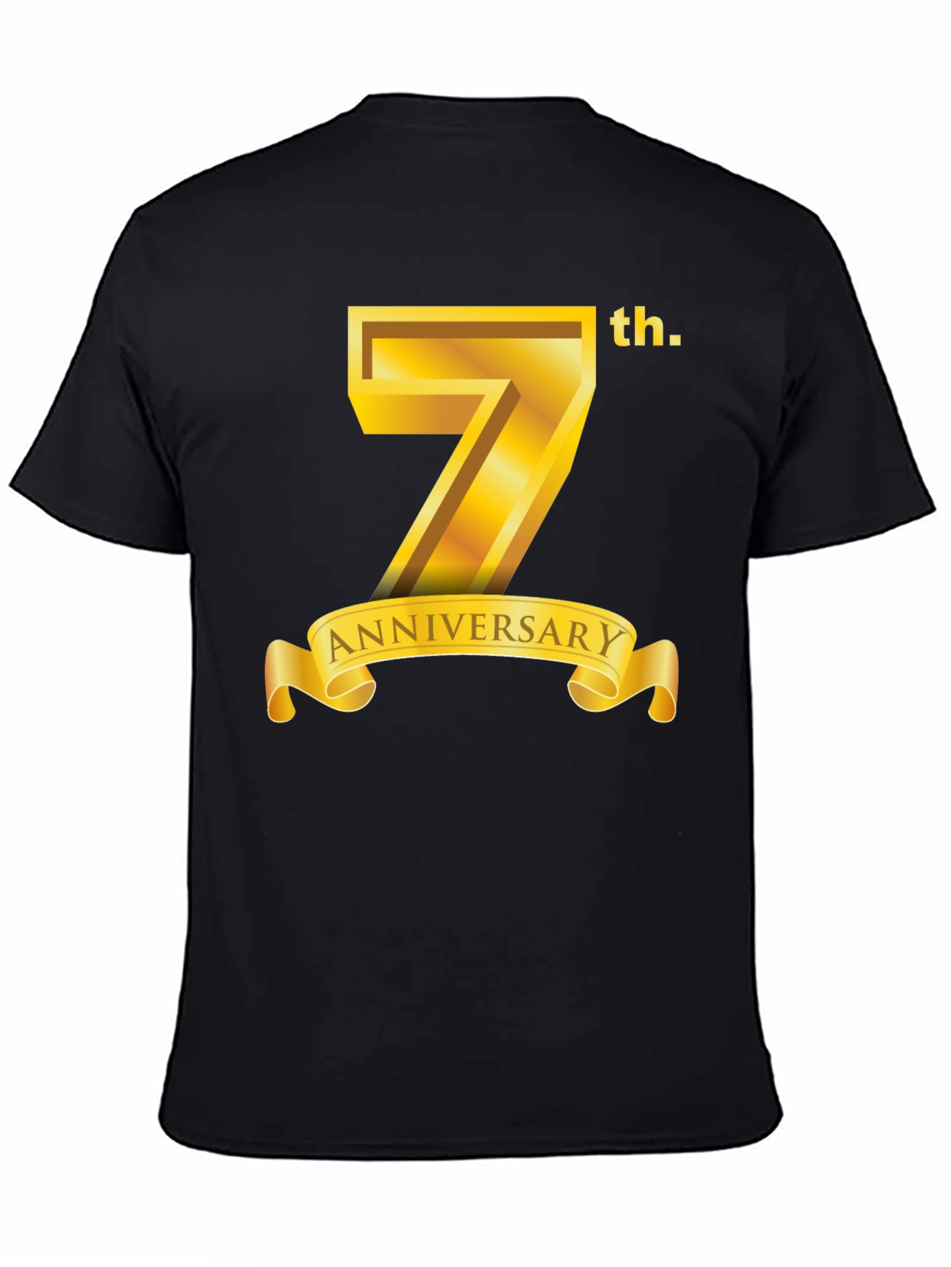 Black 7th Anniversary T-Shirt - Golden Design view 4