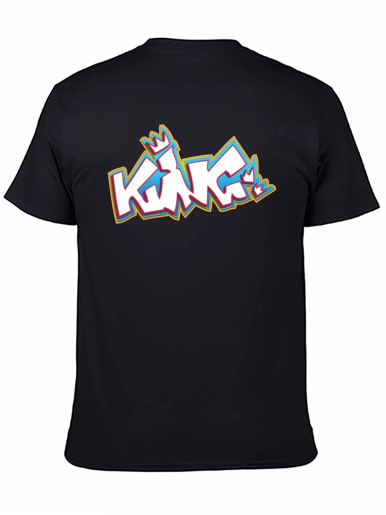 Black King Graffiti Style Black Graphic T-Shirt view 4