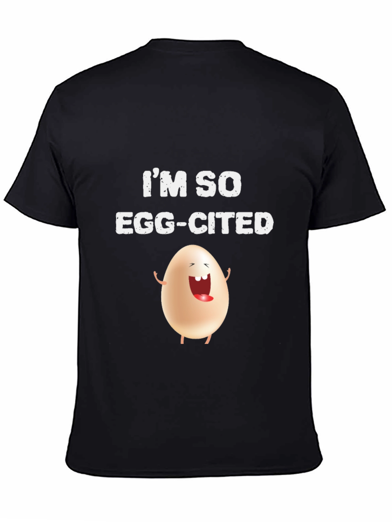 Black Funny Egg-Cited T-Shirt view 4