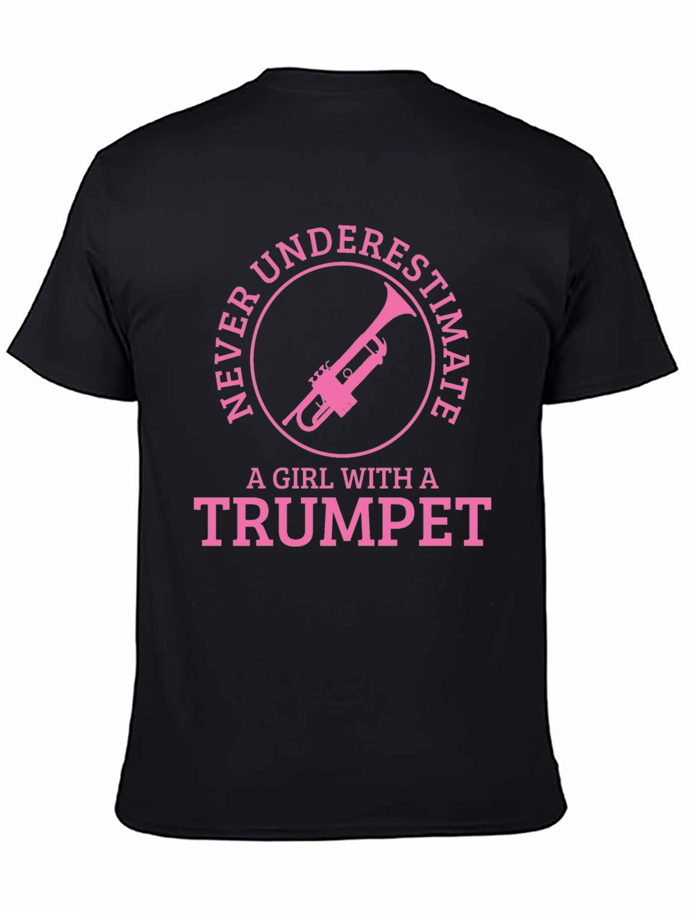 Black Trumpet Girl T-Shirt - Musician Gift view 4