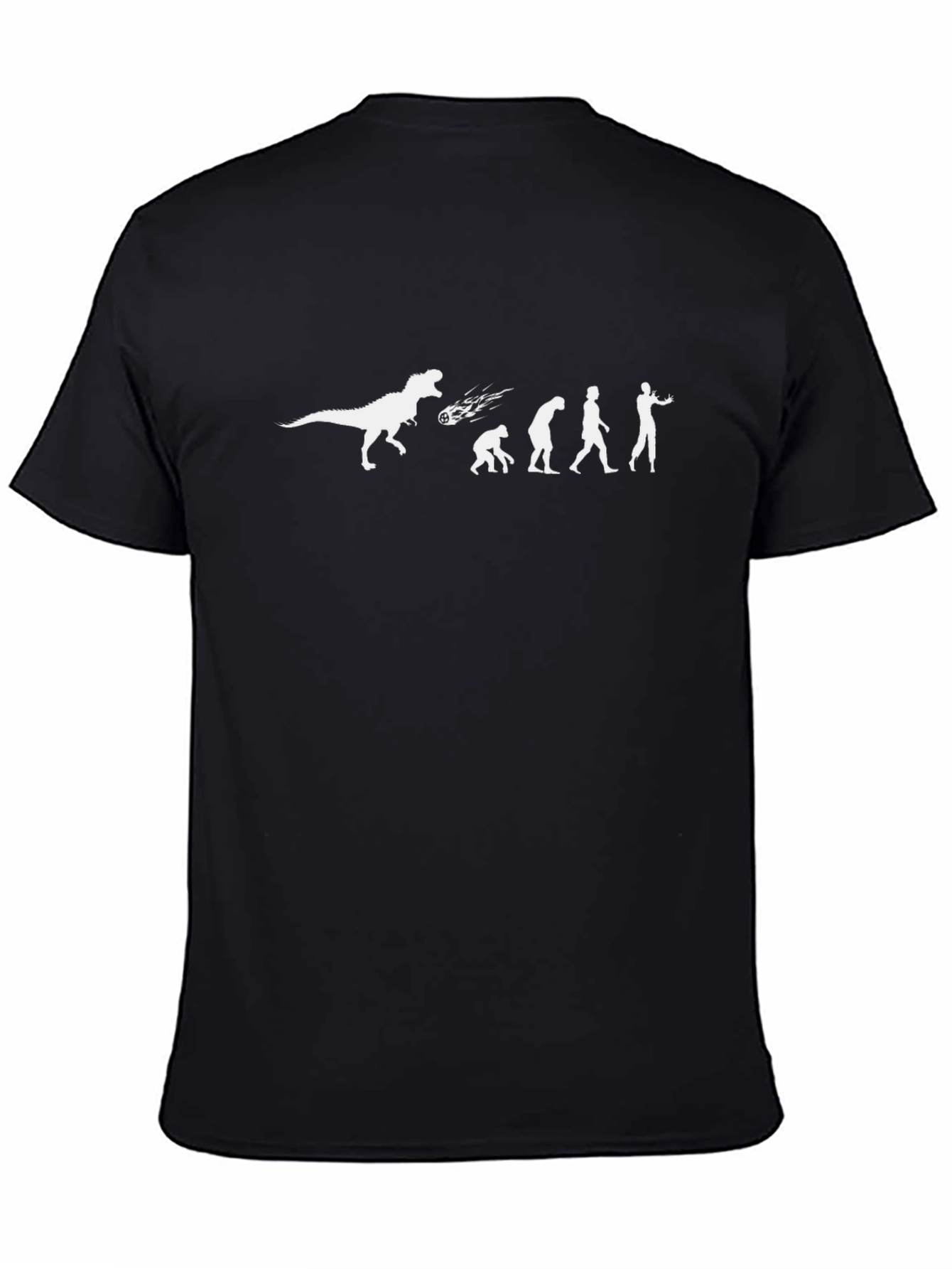 Black Dino to Man Evolution T-Shirt - Black, Graphic Tee view 4