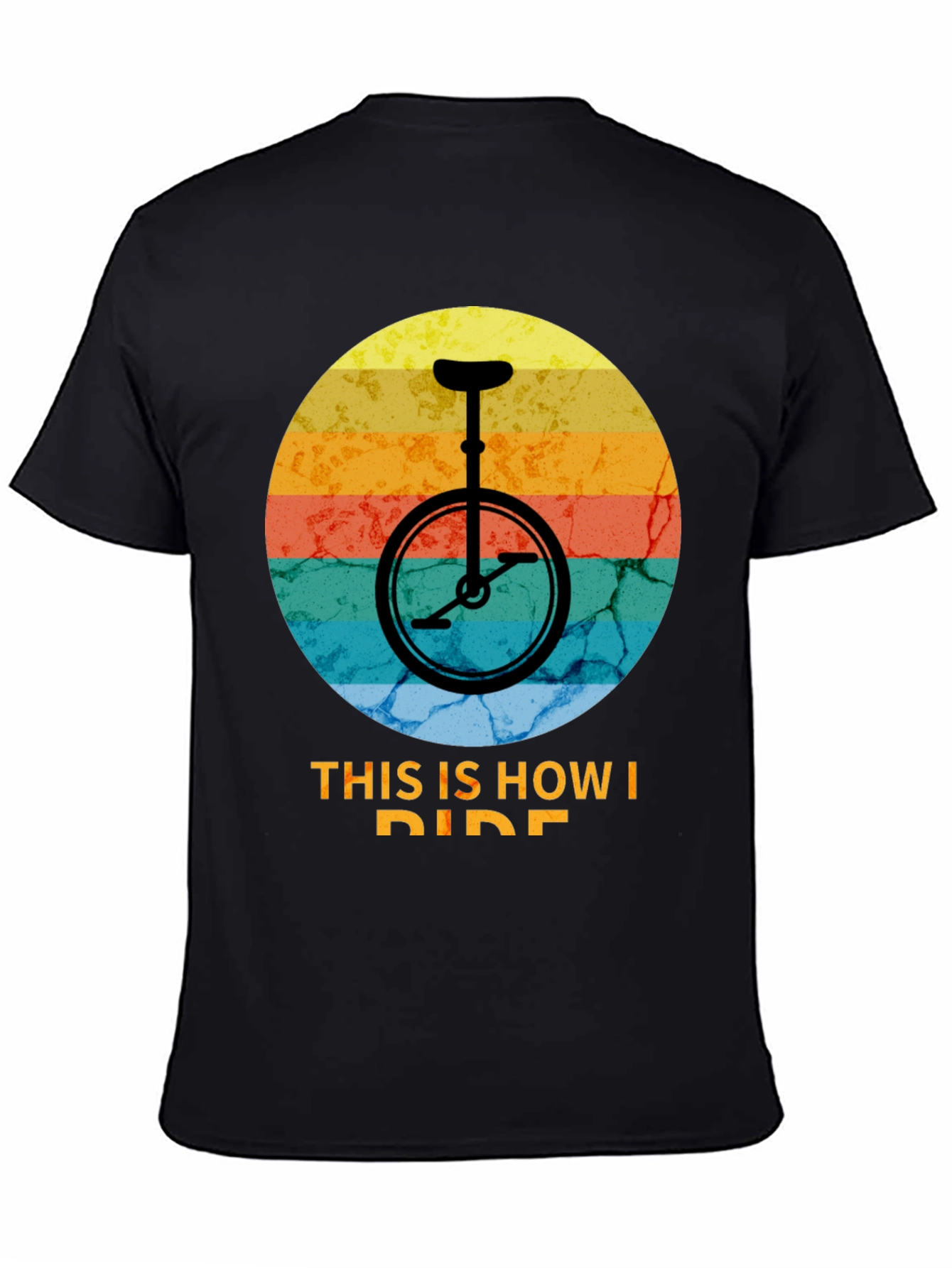Black Retro Unicycle T-Shirt - This Is How I Ride view 4