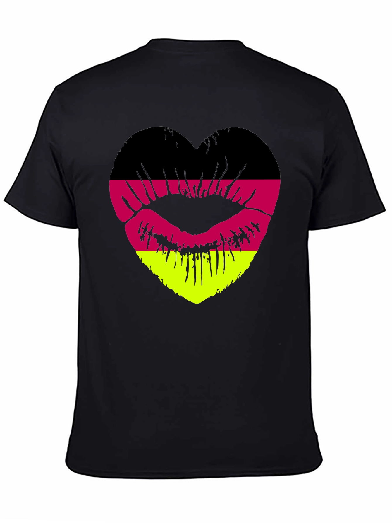 Black German Flag Lips Heart T-Shirt view 4