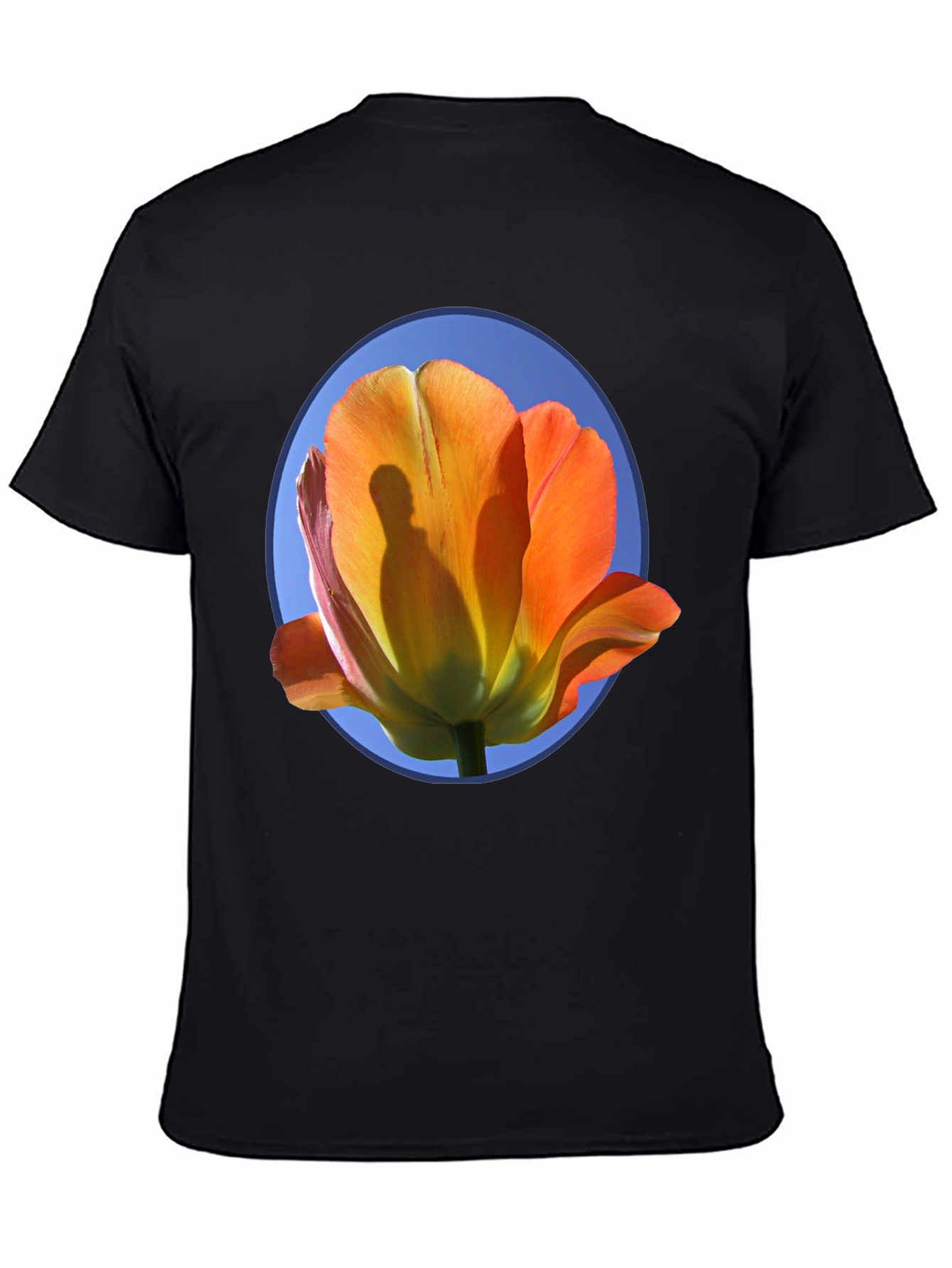 Black Floral Graphic Tee - Artistic Tulip Design view 4
