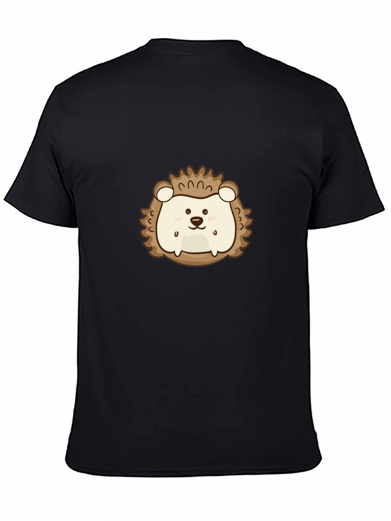 Black Cute Hedgehog Graphic Tee - Black Cotton Comfort view 4