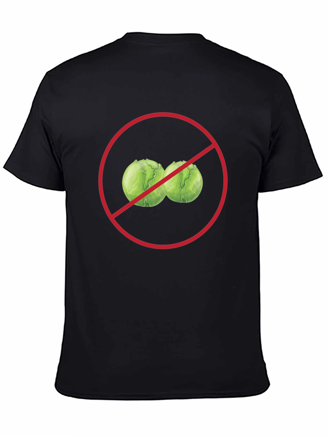 Black No Cabbage Funny Graphic T-Shirt view 4