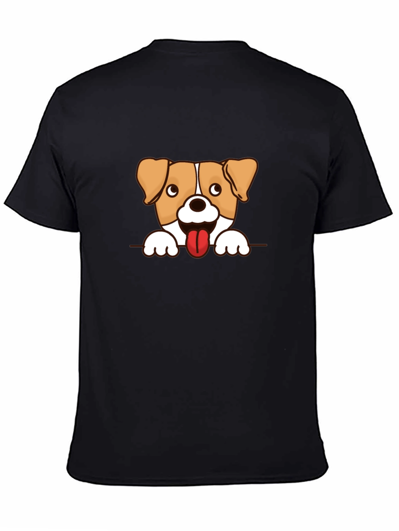 Black Cute Dog Graphic Tee - Black Short Sleeve T-Shirt view 4