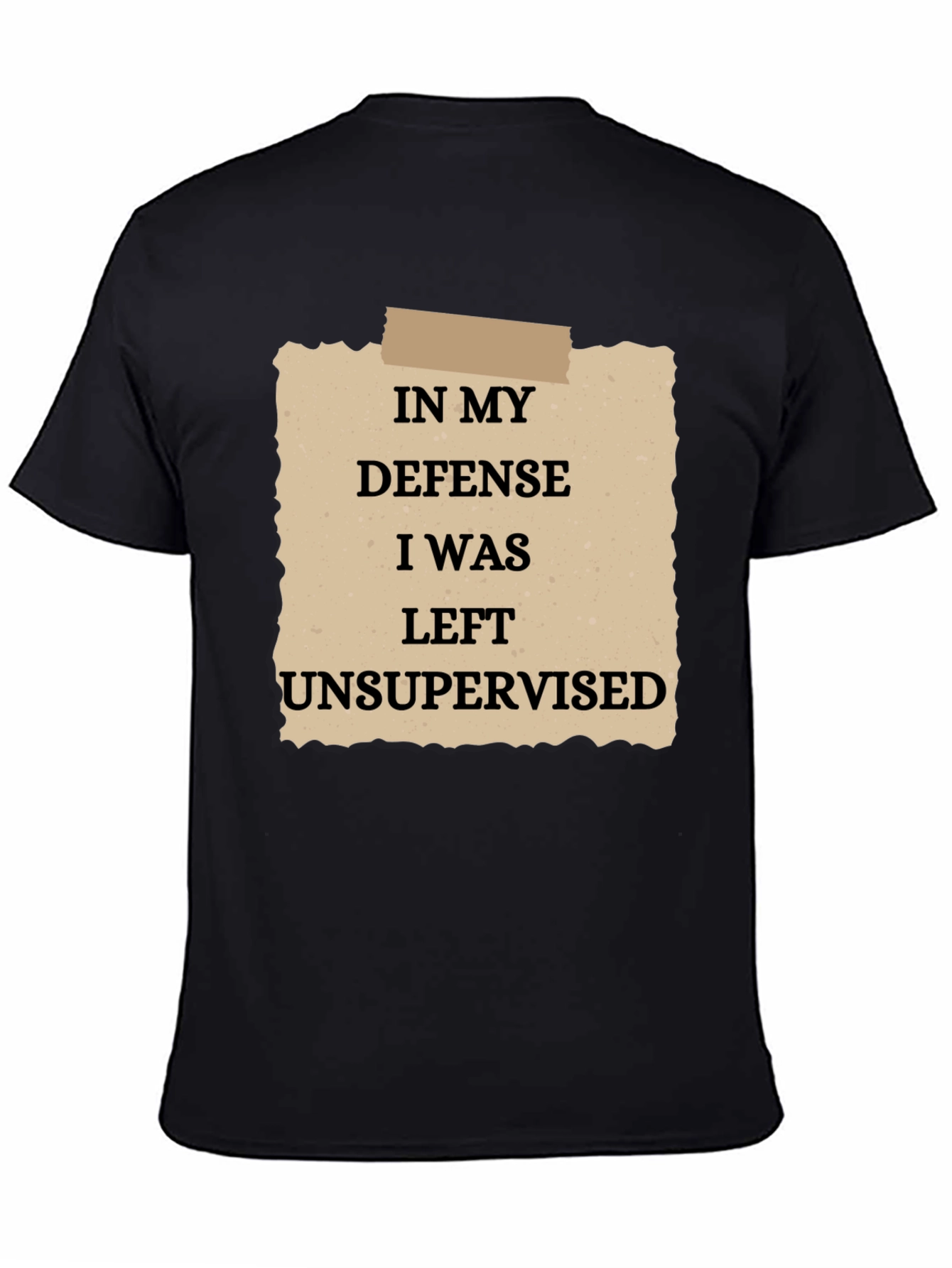 Black Funny "In My Defense" Graphic T-Shirt view 4