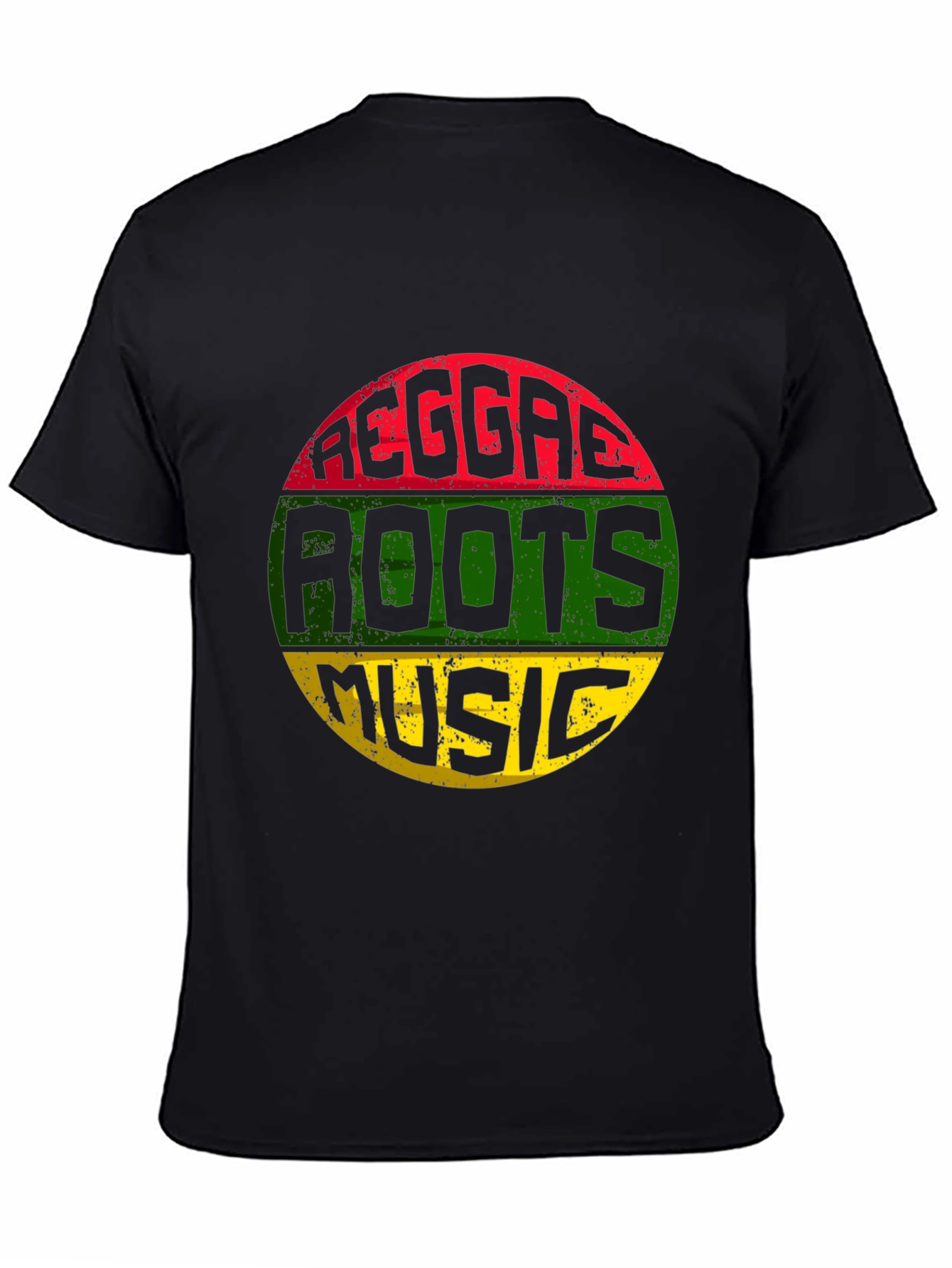 Black Reggae Roots Music T-Shirt - Black view 4