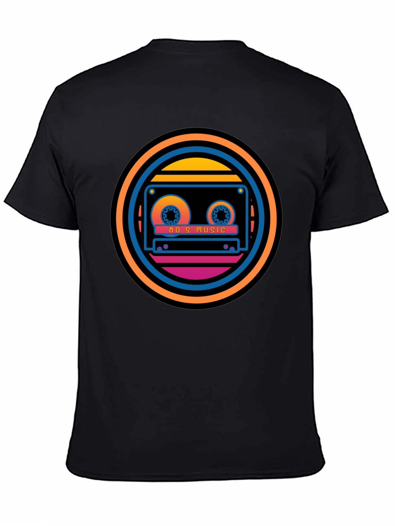 Black Retro 80's Music Cassette Graphic Tee - Black view 4