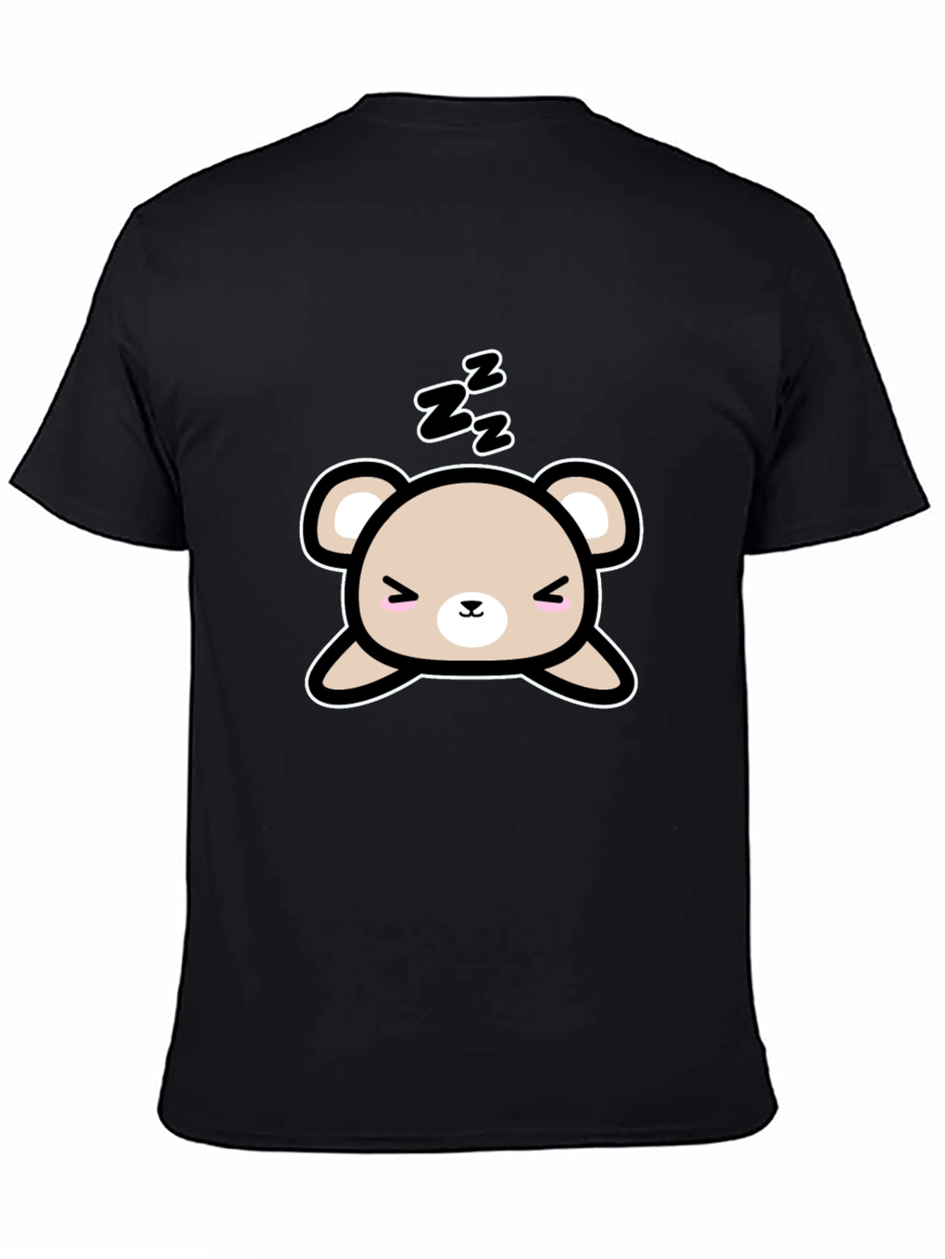Black Cute Sleeping Bear Black T-Shirt view 4