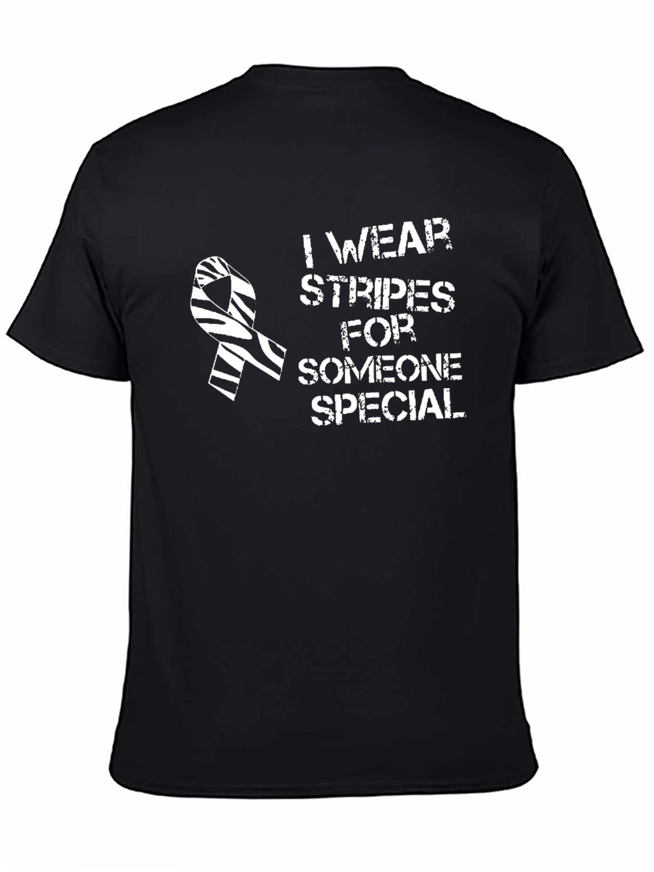 Black Zebra Stripe Ribbon Awareness T-Shirt - I Wear Stripes view 4