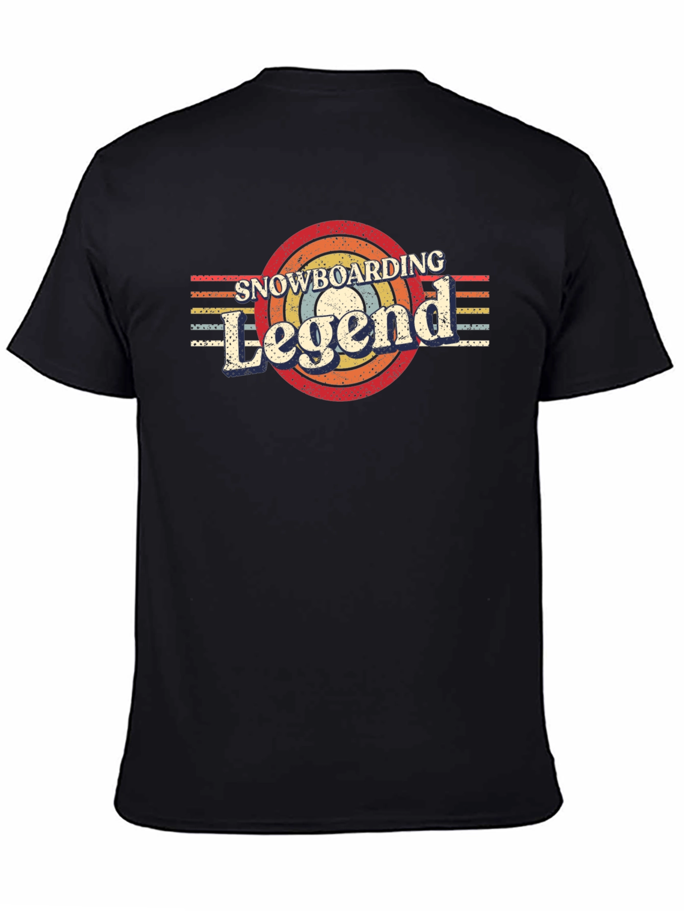 Black Snowboarding Legend Retro Style T-Shirt view 4