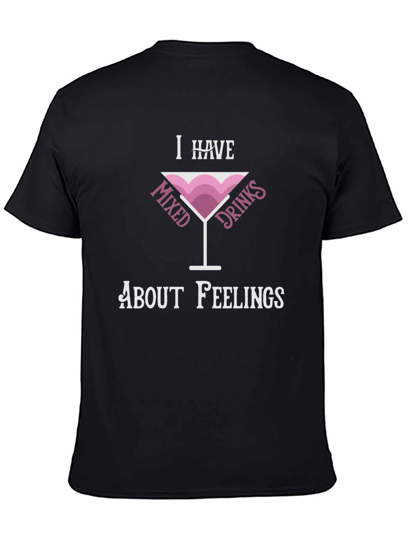 Black Mixed Drinks Feelings Tee - Humorous Graphic T-Shirt view 4