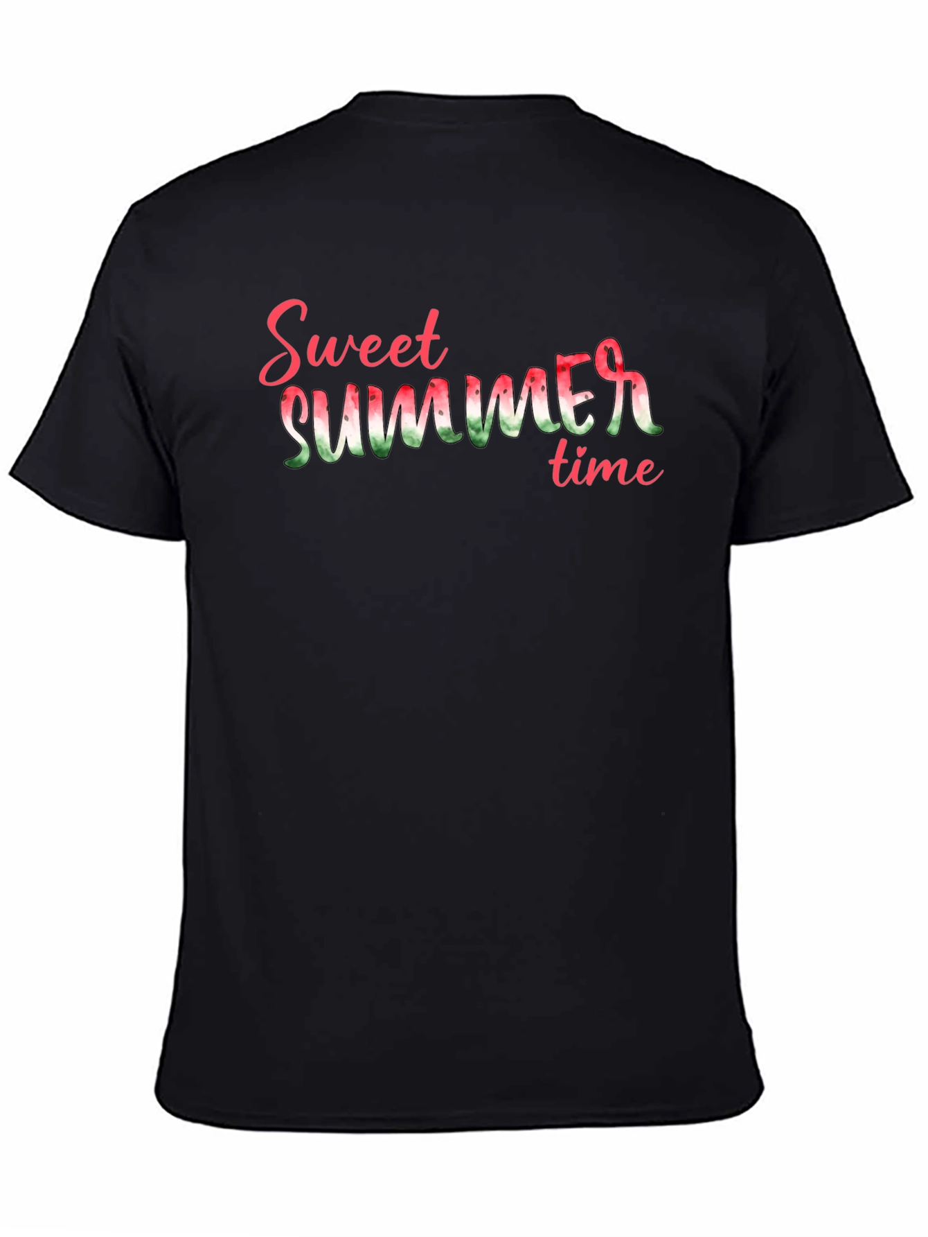 Black Sweet Summer Time Graphic Tee - Black Cotton T-Shirt view 4