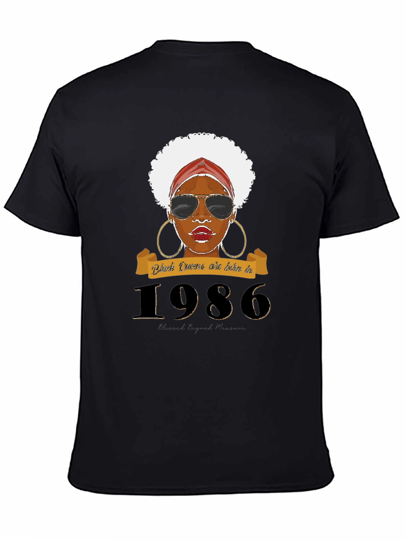 Black Black Queen Born In 1986 T-Shirt view 4
