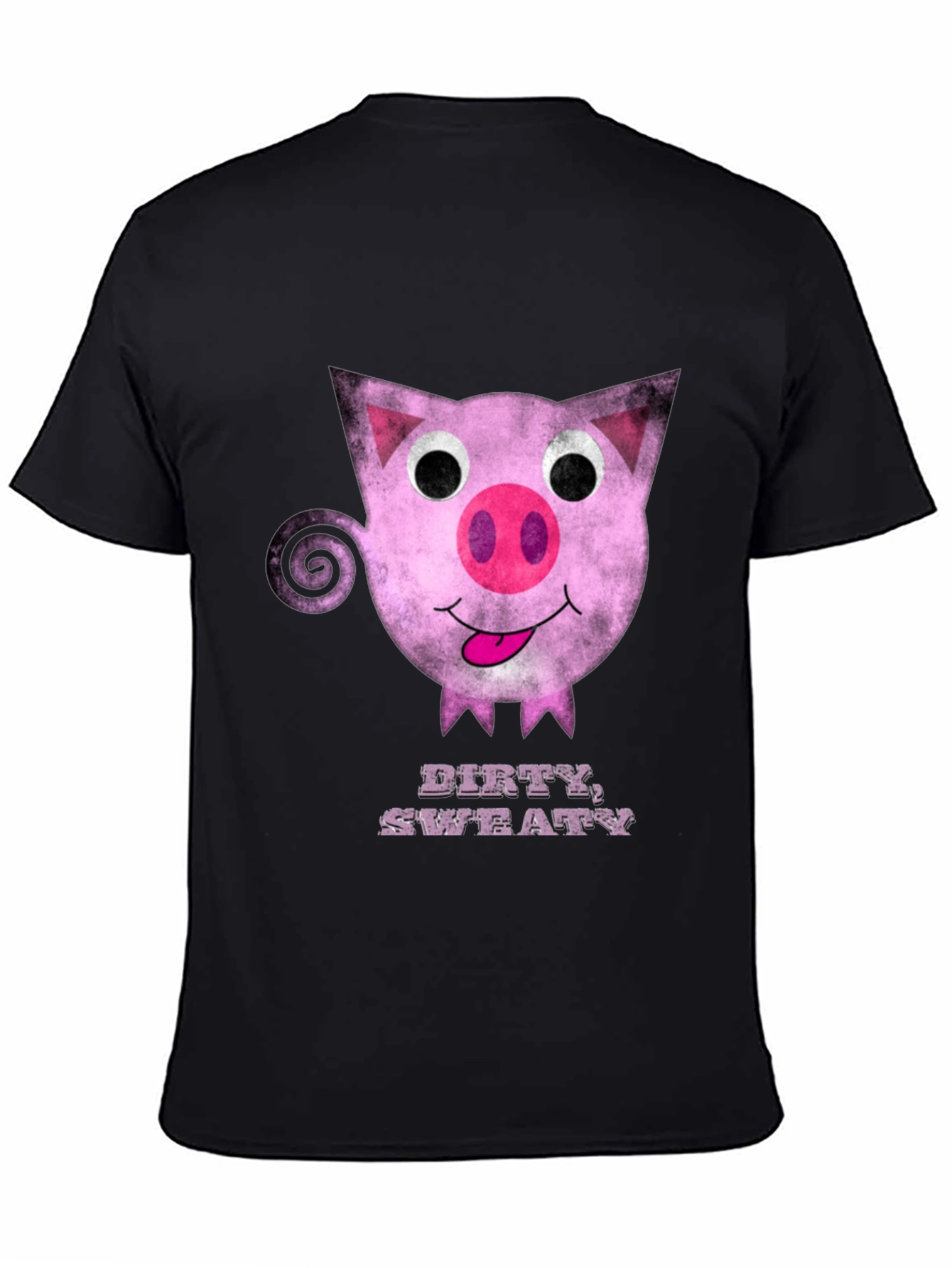 Black Dirty Sweaty Pig Graphic Tee - Black Cotton T-Shirt view 4