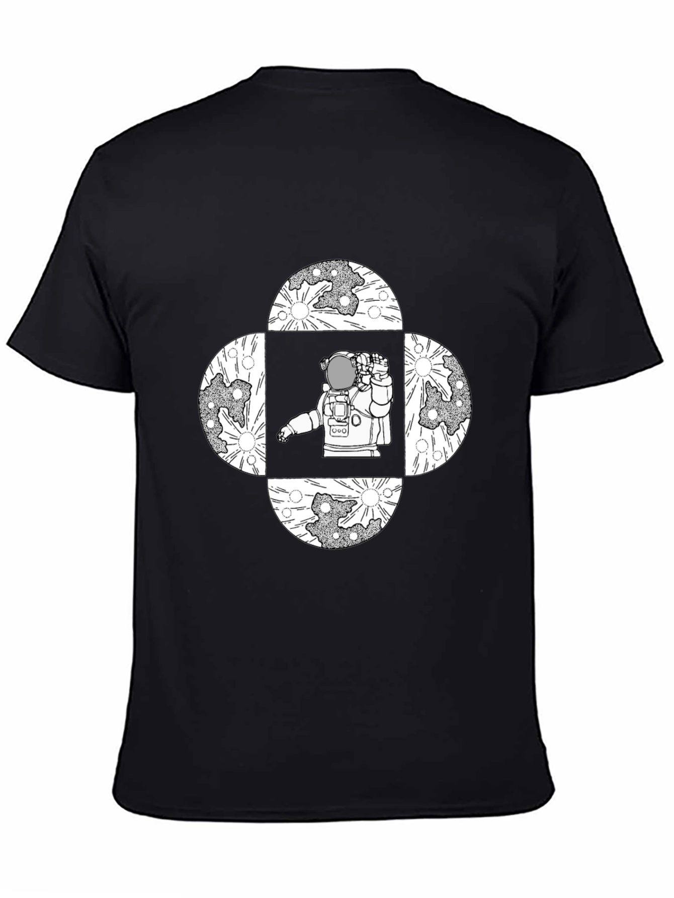 Black Astronaut Moon T-Shirt - Space Graphic Tee view 4