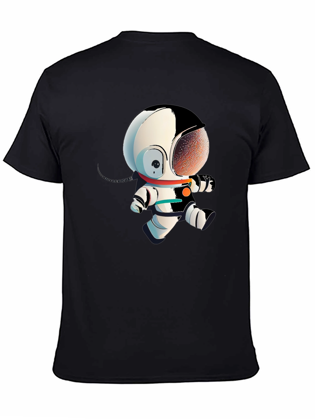Black Astronaut Cartoon Graphic Tee - Black view 4