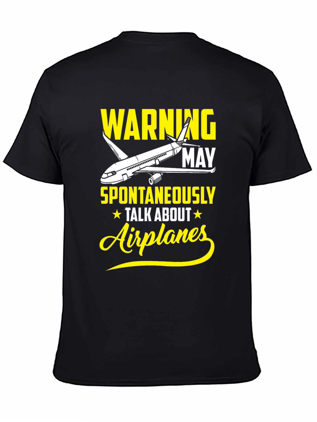 Black Warning May Spontaneously Talk About Airplanes T-Shirt view 4