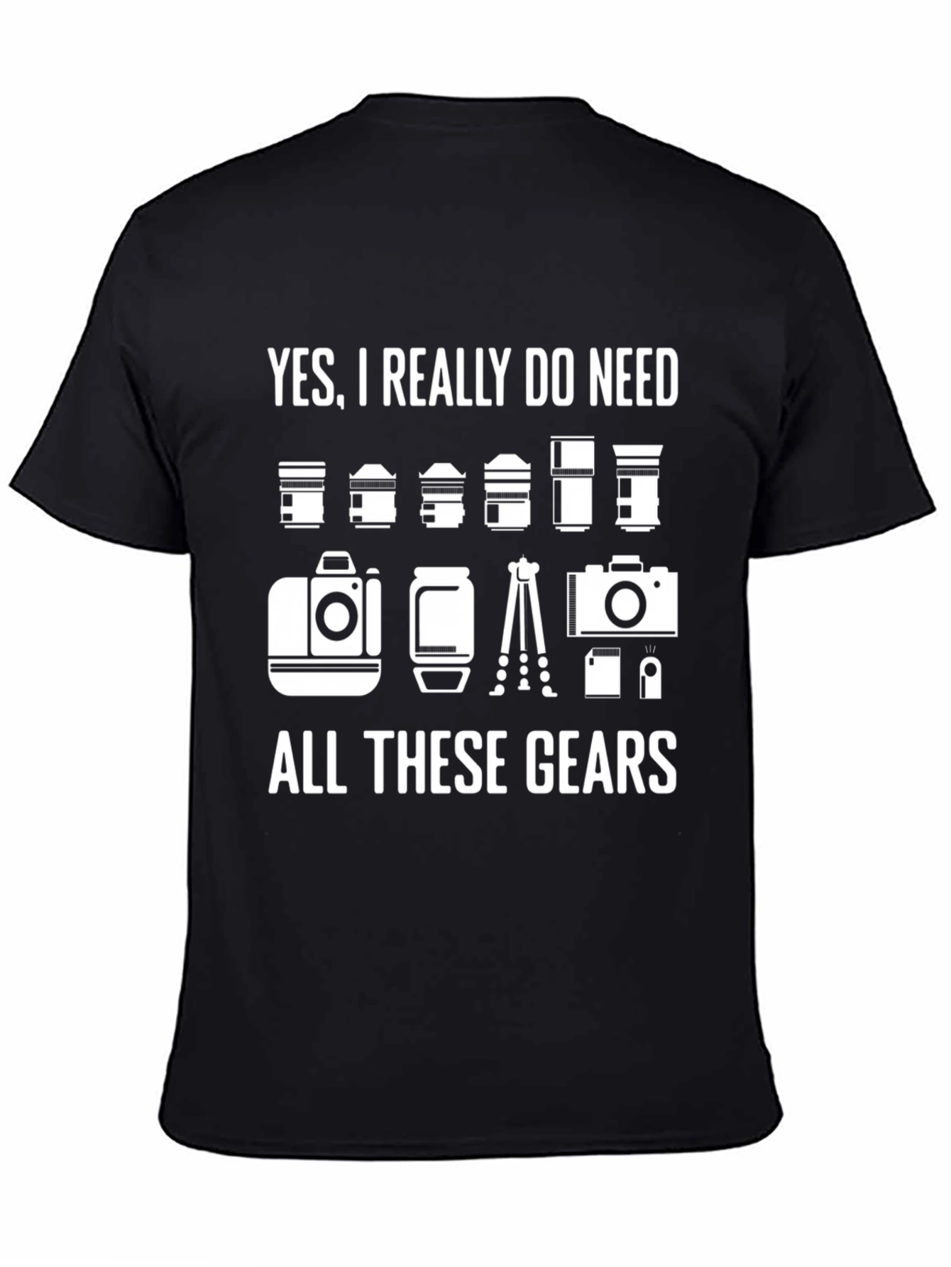 Black Photographer Gear T-Shirt - Funny Camera Lover Tee view 4