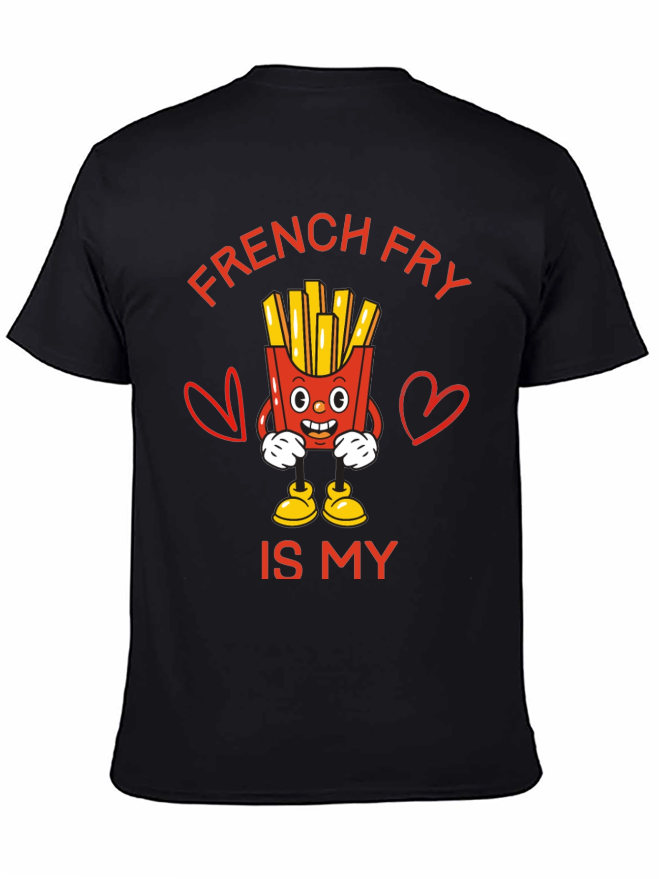 Black French Fry Is My Valentine Funny Graphic T-Shirt view 4