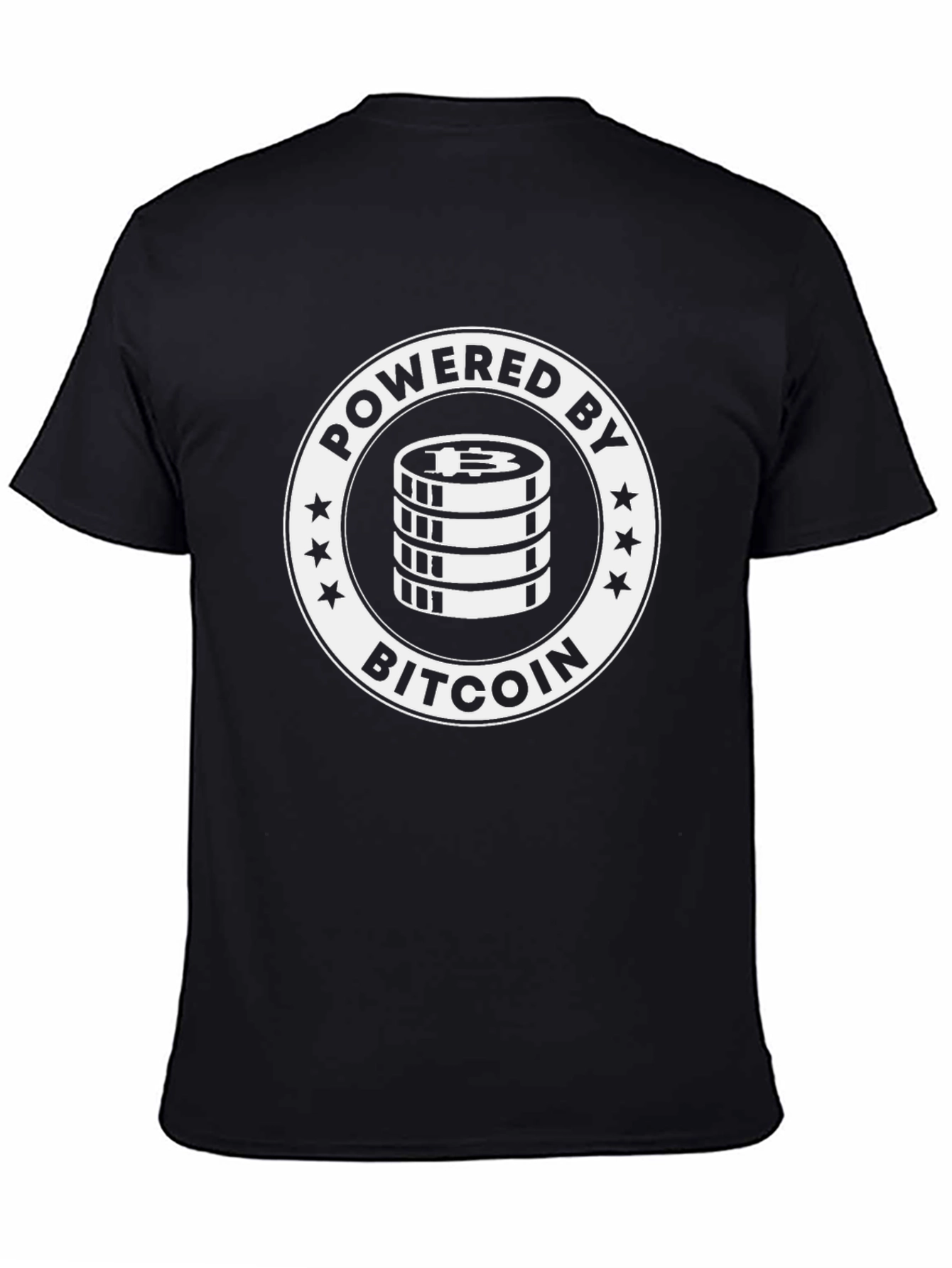 Black Bitcoin Powered Black Graphic Tee view 4