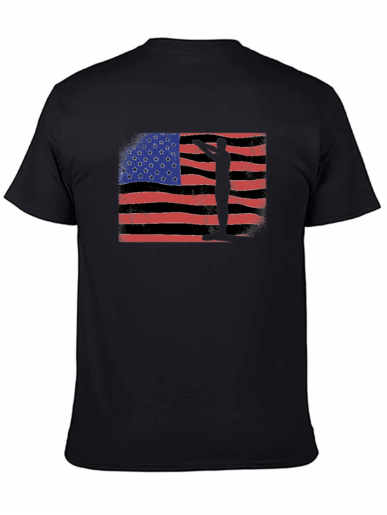 Black American Flag Silhouette Black T-Shirt view 4